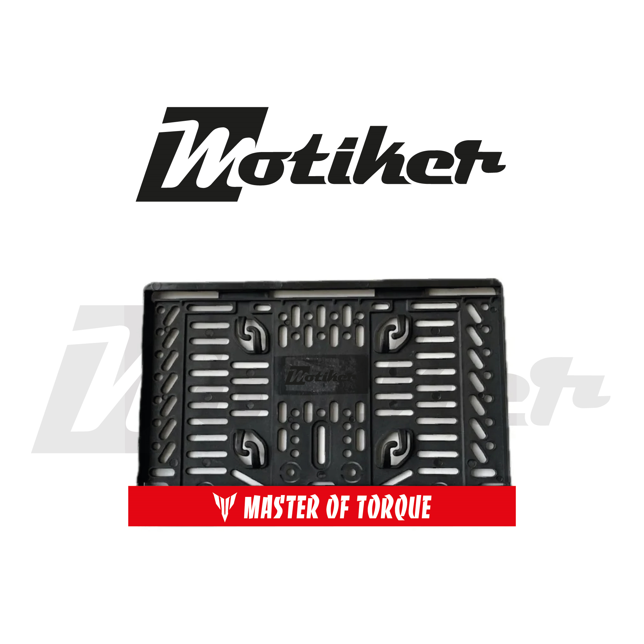 Pleksi Plakalık Kırmızı Üstüne Beyaz Master Of Torque Yazılı MT Logolu Tasarımlı Motosiklet Plakalık Modeli