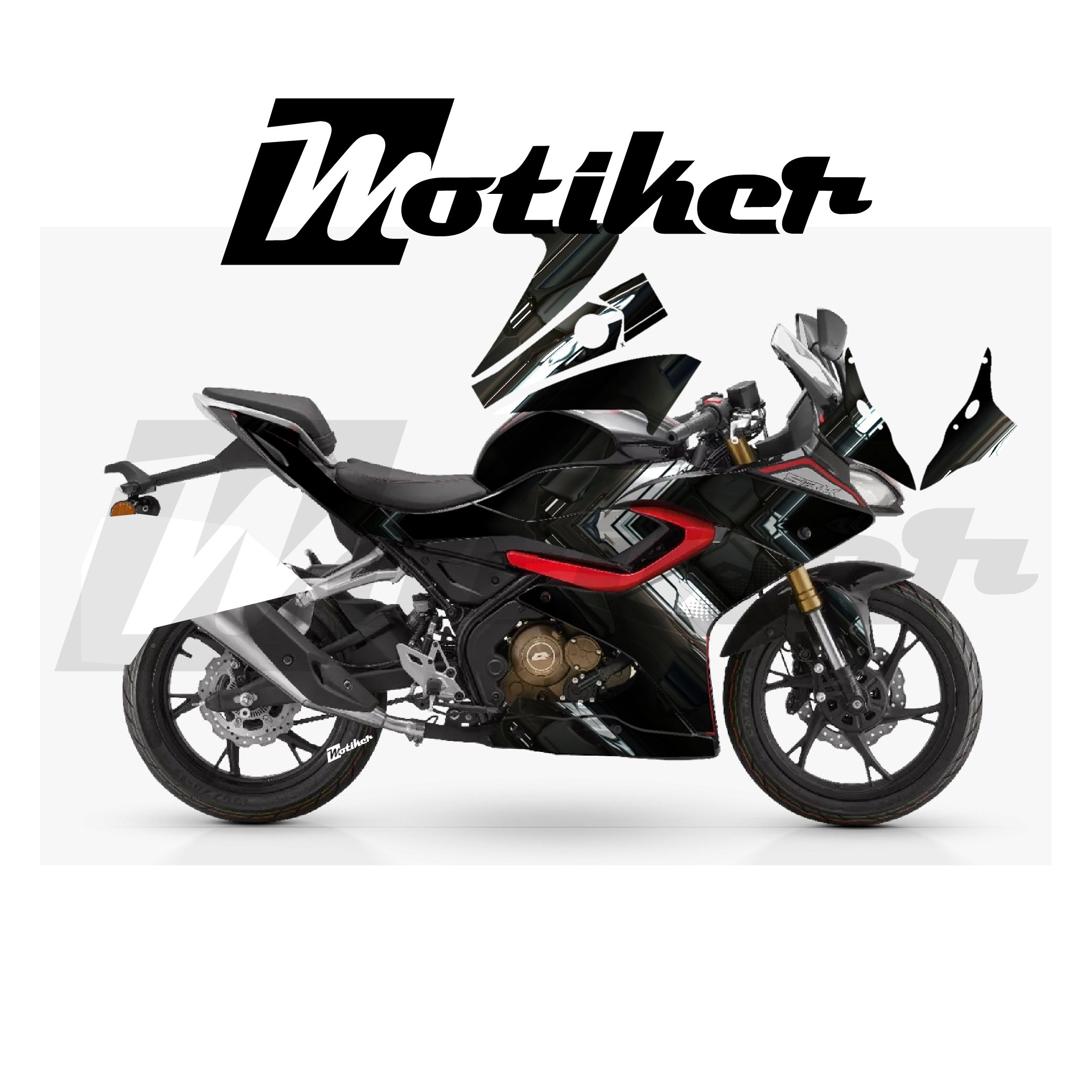 RKS SRK 125R Parçalı Kaplama Sticker Etiket Modeli Metalik Ok Desen 10 (MTK9371)
