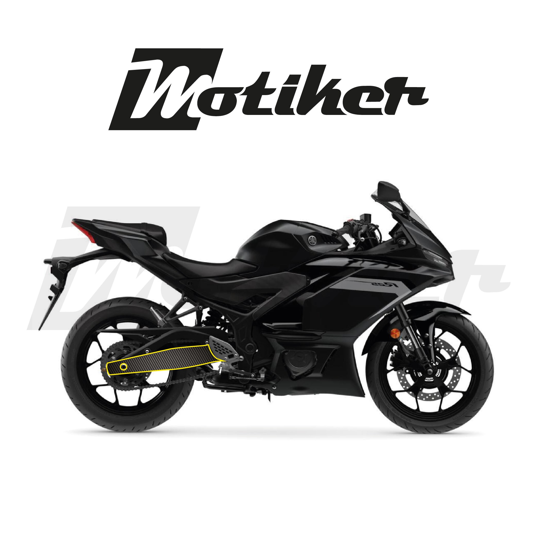 Yamaha YZF R25 - R3 /2019 - 2025   Model Arka Maşa Grenaj Mat Karbon Tasarım Sticker Etiket Modeli