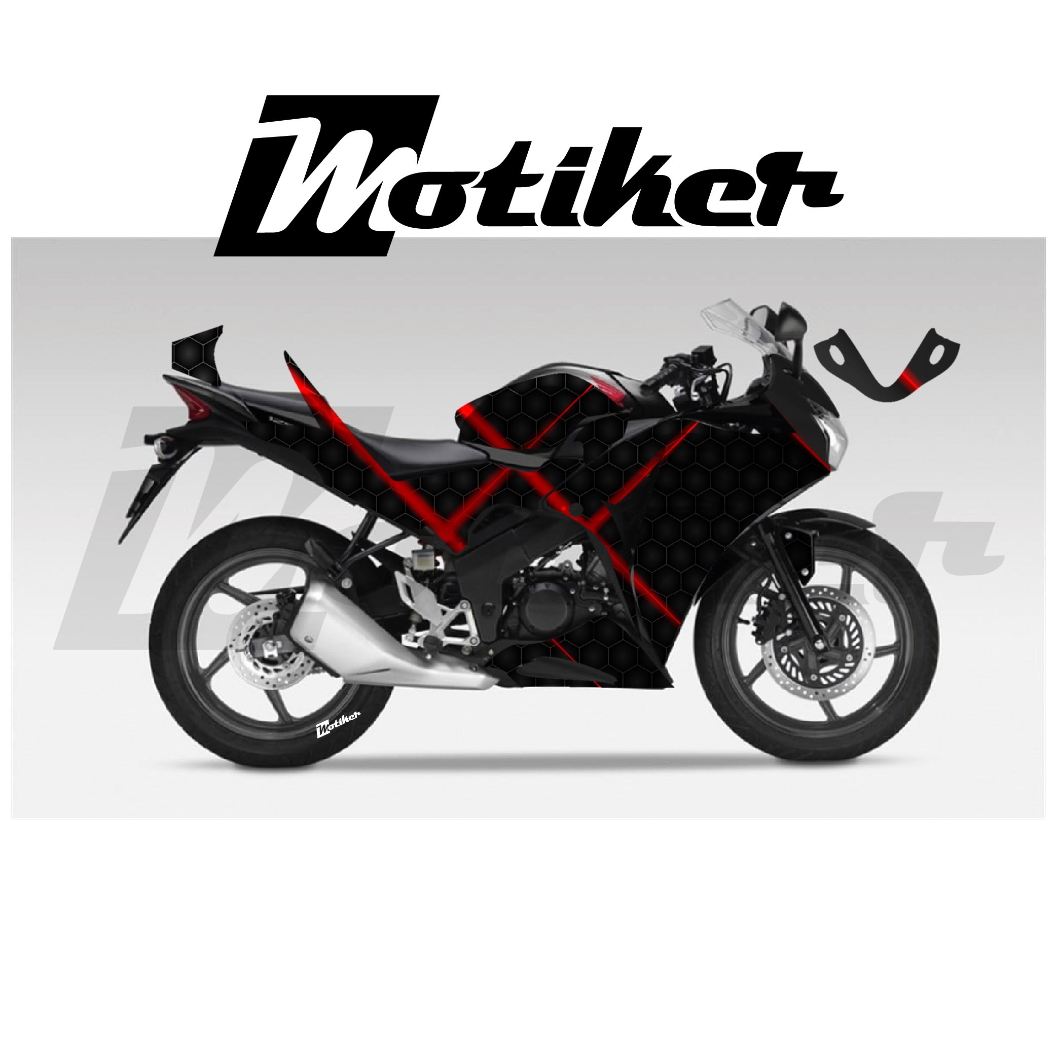 Honda CBR 125R Parçalı Kaplama Sticker Etiket Modeli Karbon Lazer Desen 17 (MTK9378)