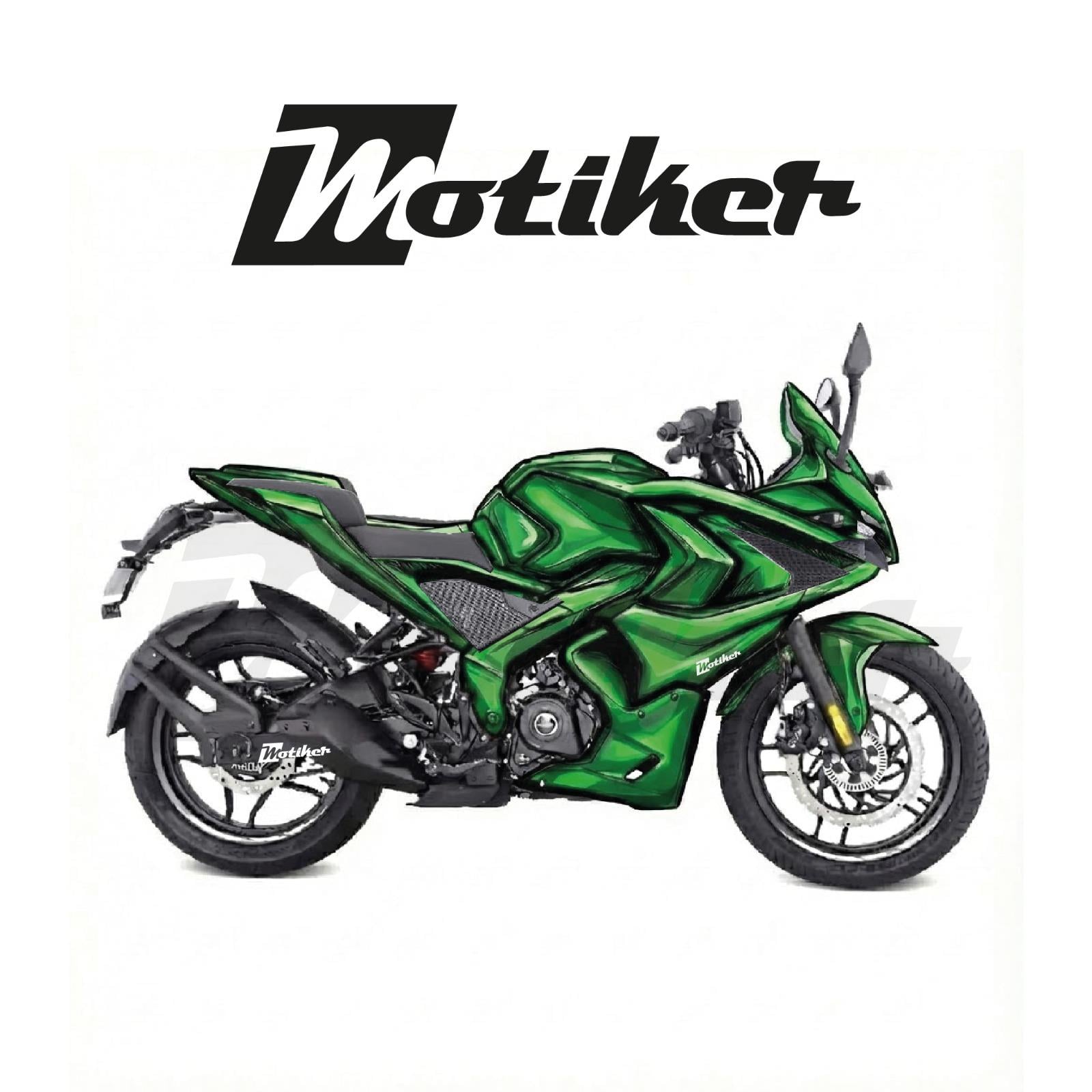 Bajaj Pulsar RS200 Airbrush Yeşil Tasarım Kaplama Sticker Etiket Modeli