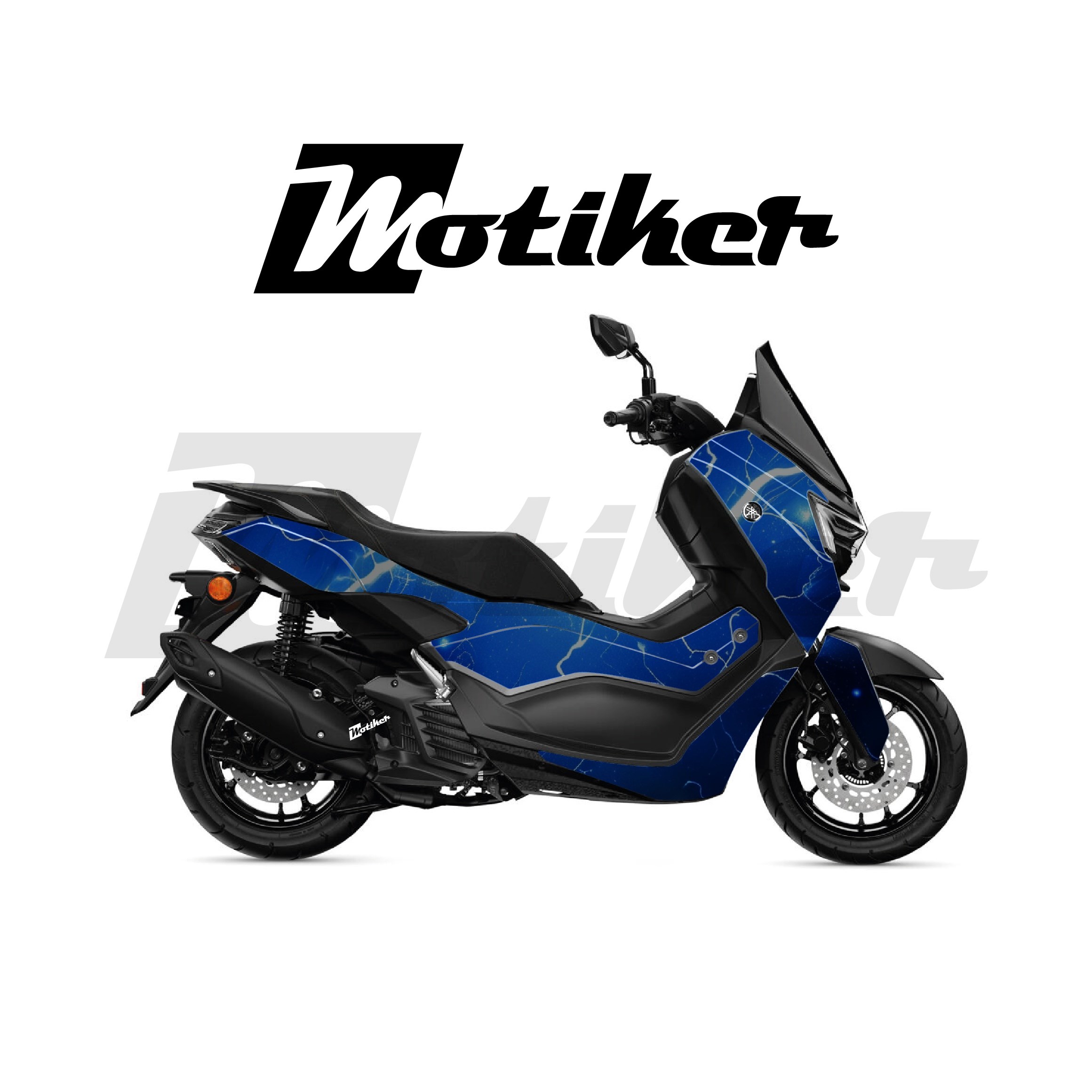 Yamaha NMAX 2025 Parçalı Kaplama Sticker Etiket Modeli Yıldırım Desen 2 (MTK9363)