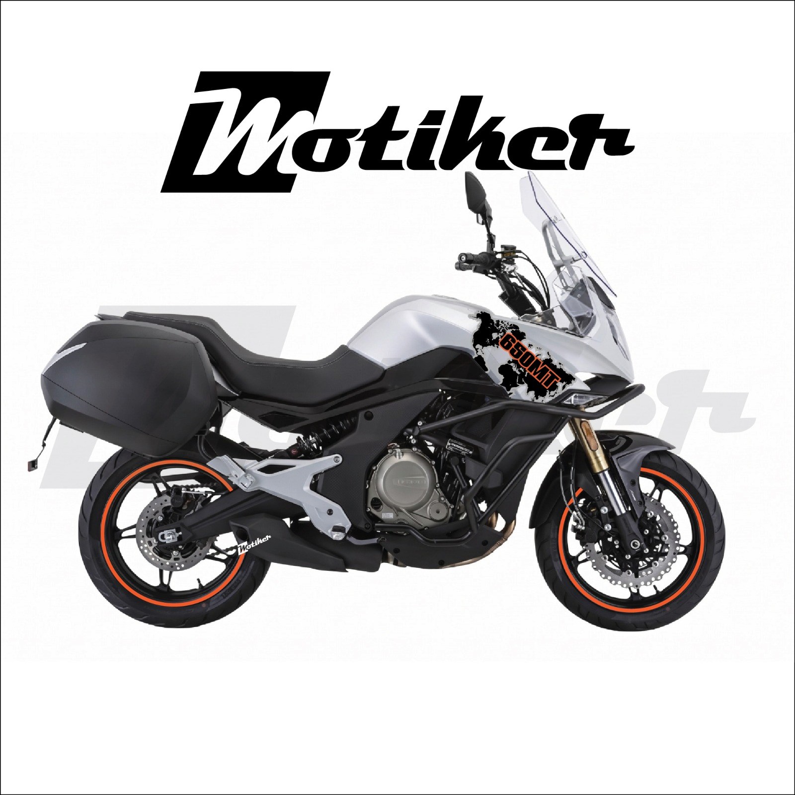 CF MOTO 650MT Yazılı Dünya Haritası Tasarım Sticker Etiket Modeli