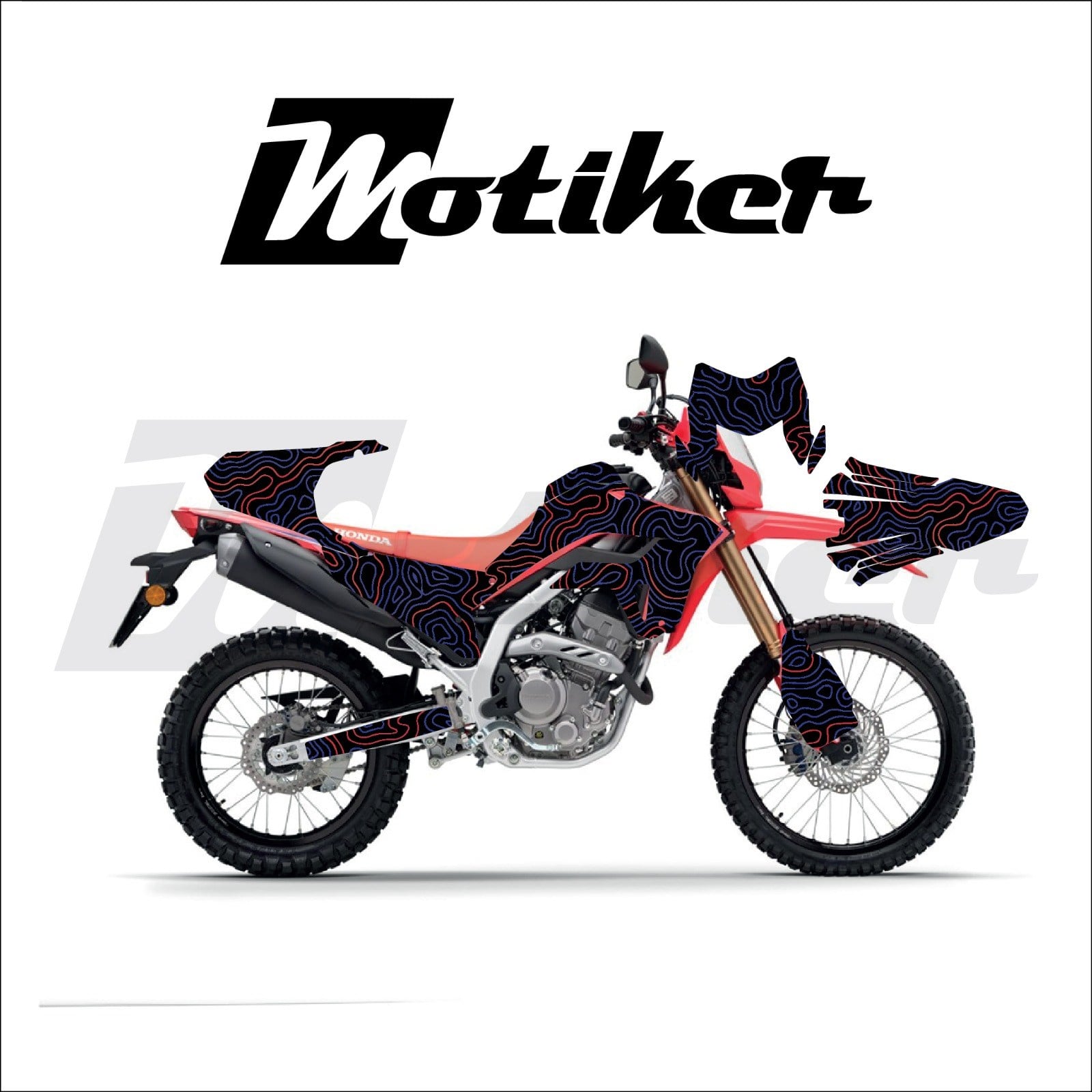 Honda CRF 250L 2025-2026 Model Izohips Tasarımlı Sticker Etiket Modeli Siyah Zemin