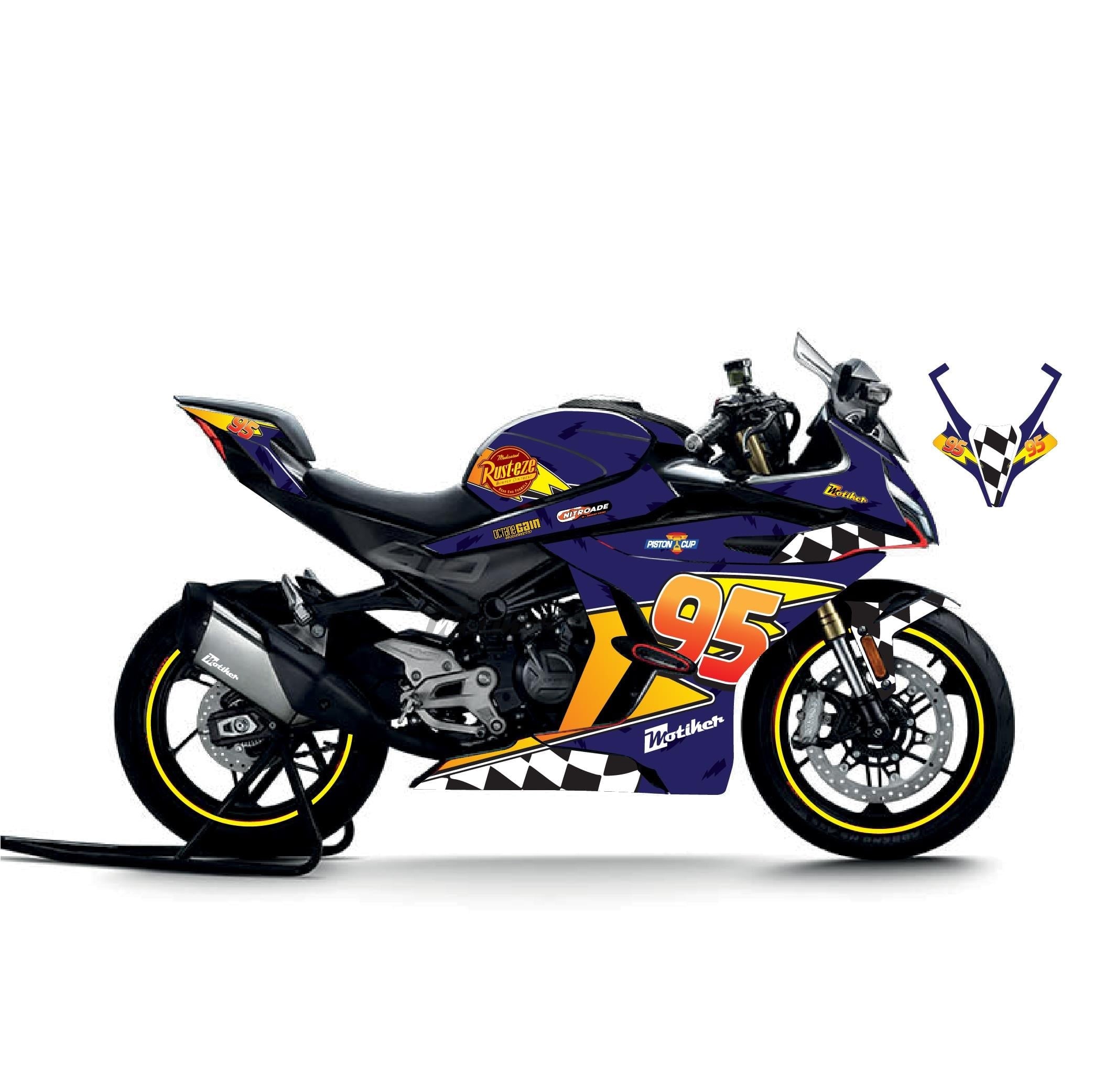 CFMOTO 450SR McQueen Sticker Parçalı Motosiklet Kaplama Etiket Modeli
