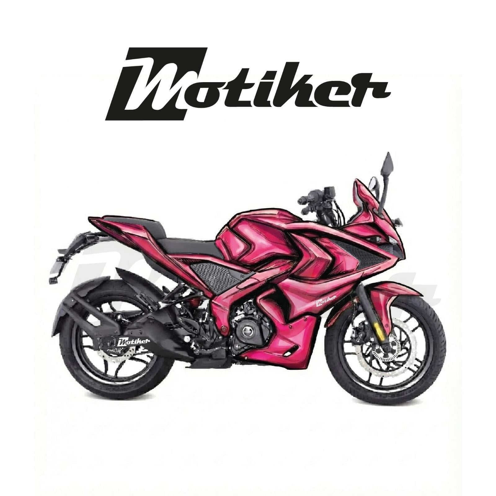 Bajaj Pulsar RS200 Airbrush Pembe Tasarım Kaplama Sticker Etiket Modeli