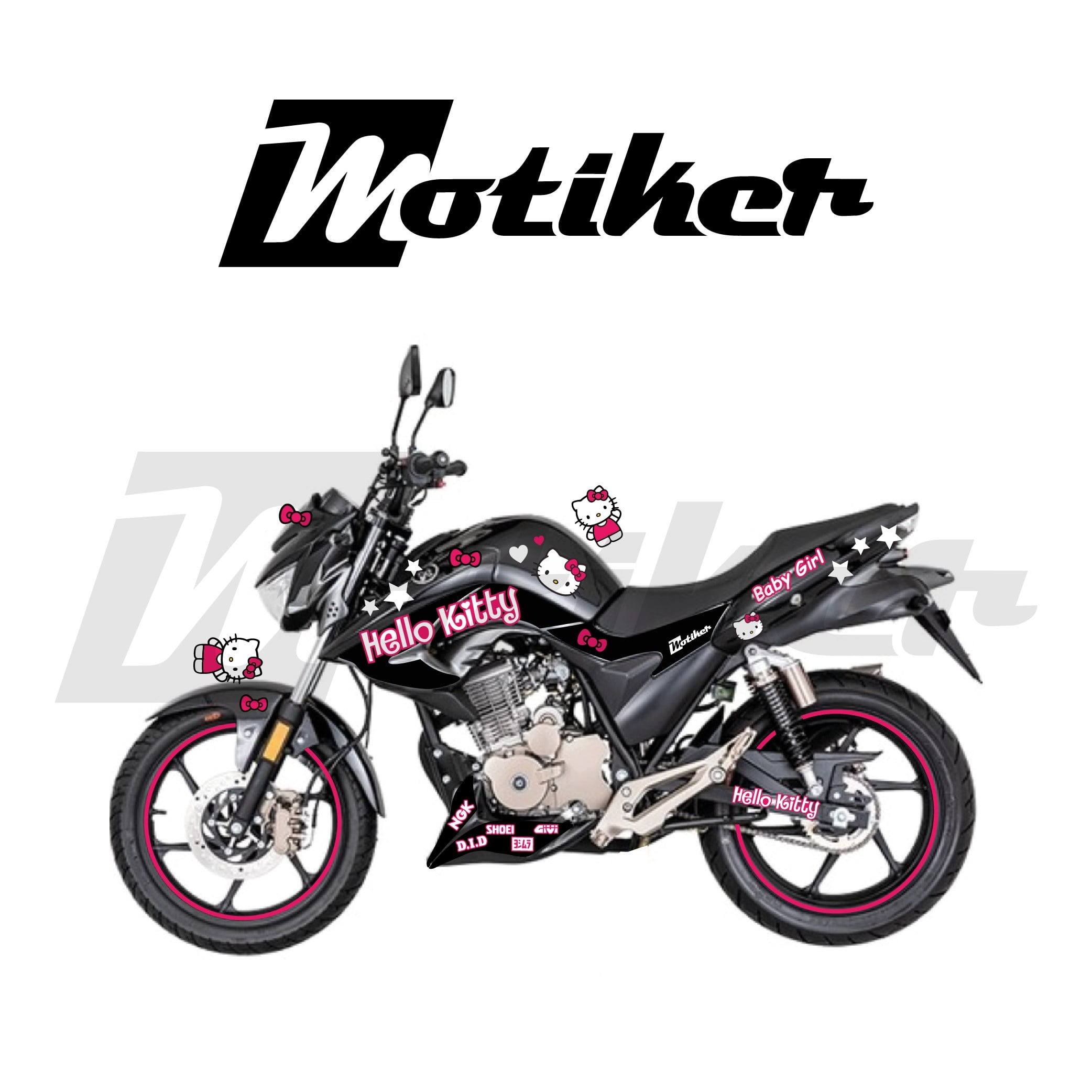 Hello Kitty Tasarımı Evrensel Sticker Etiket Modelli Mondial