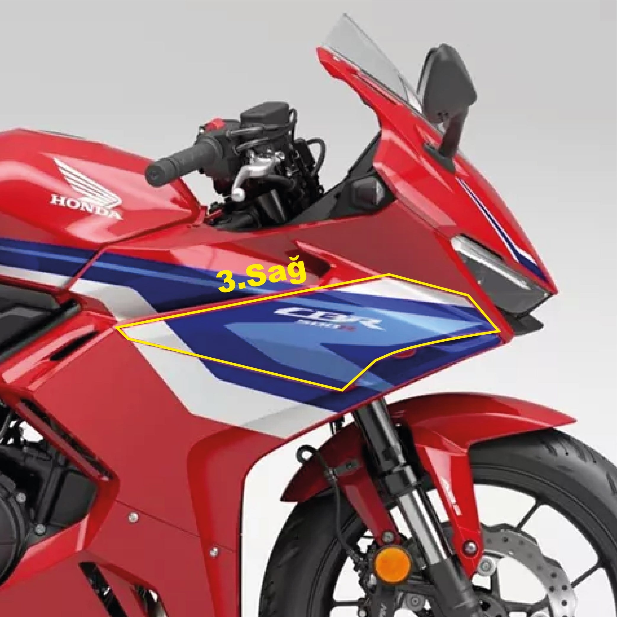 Honda CBR500R 2025-2026 Model Orjinal Tasarım Sağ 3. Parça Sticker Etiket Modeli