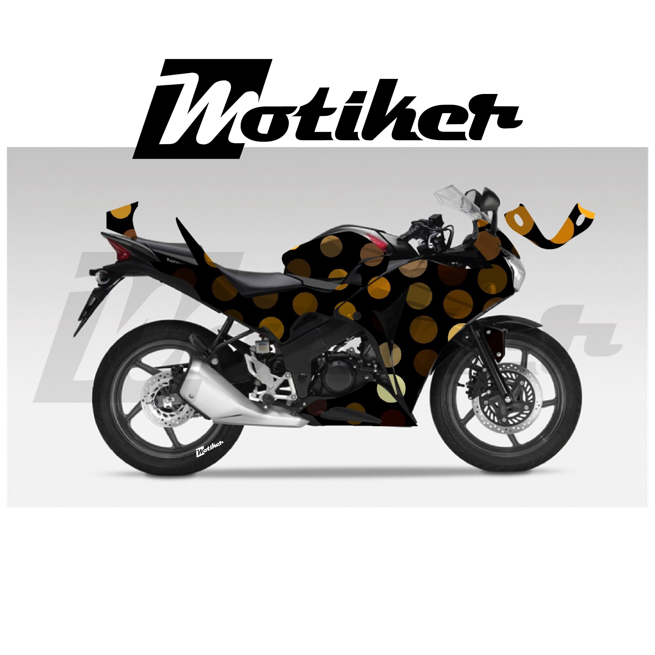 Honda CBR 125R Parçalı Kaplama Sticker Etiket Modeli Altın Noktalar Desen 15 (MTK9376)