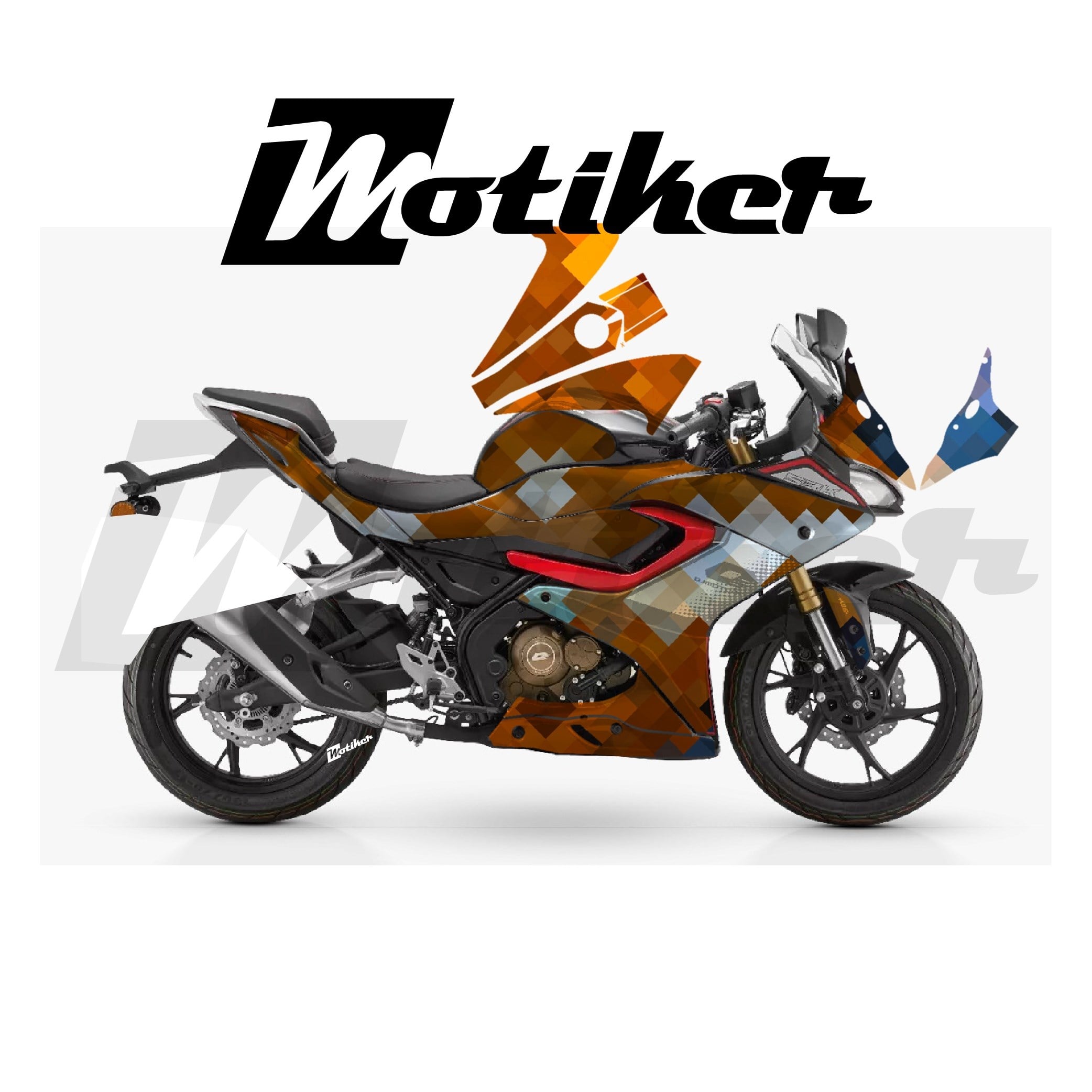 RKS SRK 125R Parçalı Kaplama Sticker Etiket Modeli Piksel Mozaik Desen 25 (MTK9386)