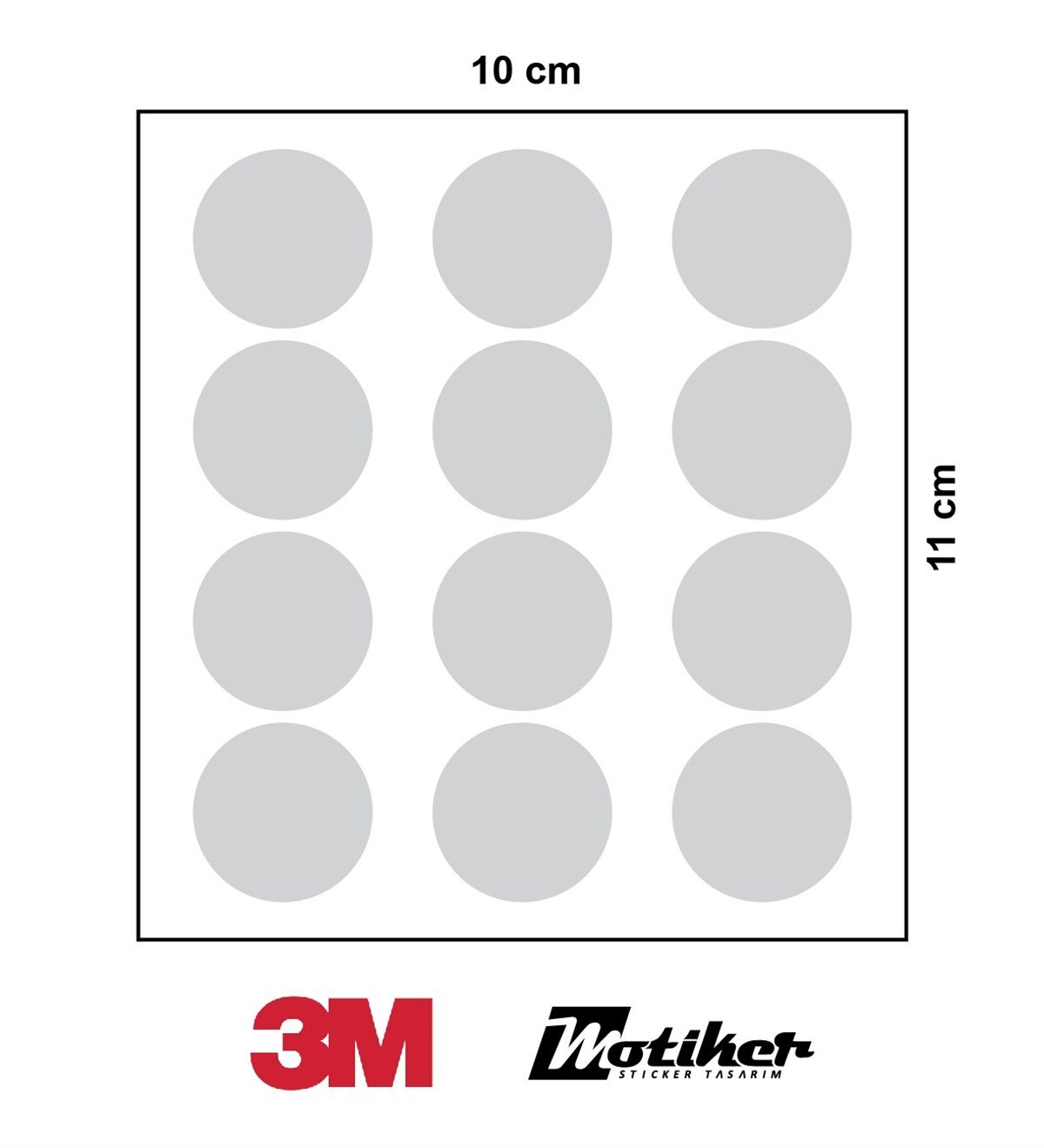 3M Gri Reflective (Reflektif) 12'li Sticker Çizgi Etiket Modeli