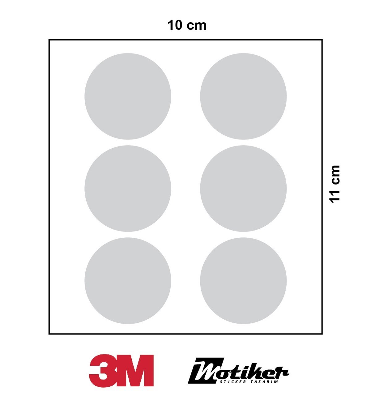 3M Gri Reflective (Reflektif) 6'lı Sticker Çizgi Etiket Modeli