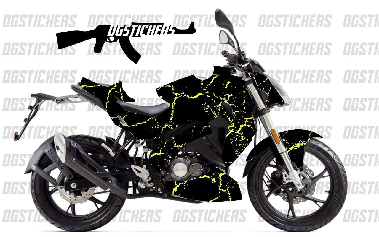 Benelli 125S Şimşek Sarı Siyah Tasarım Sticker Etiket Modeli