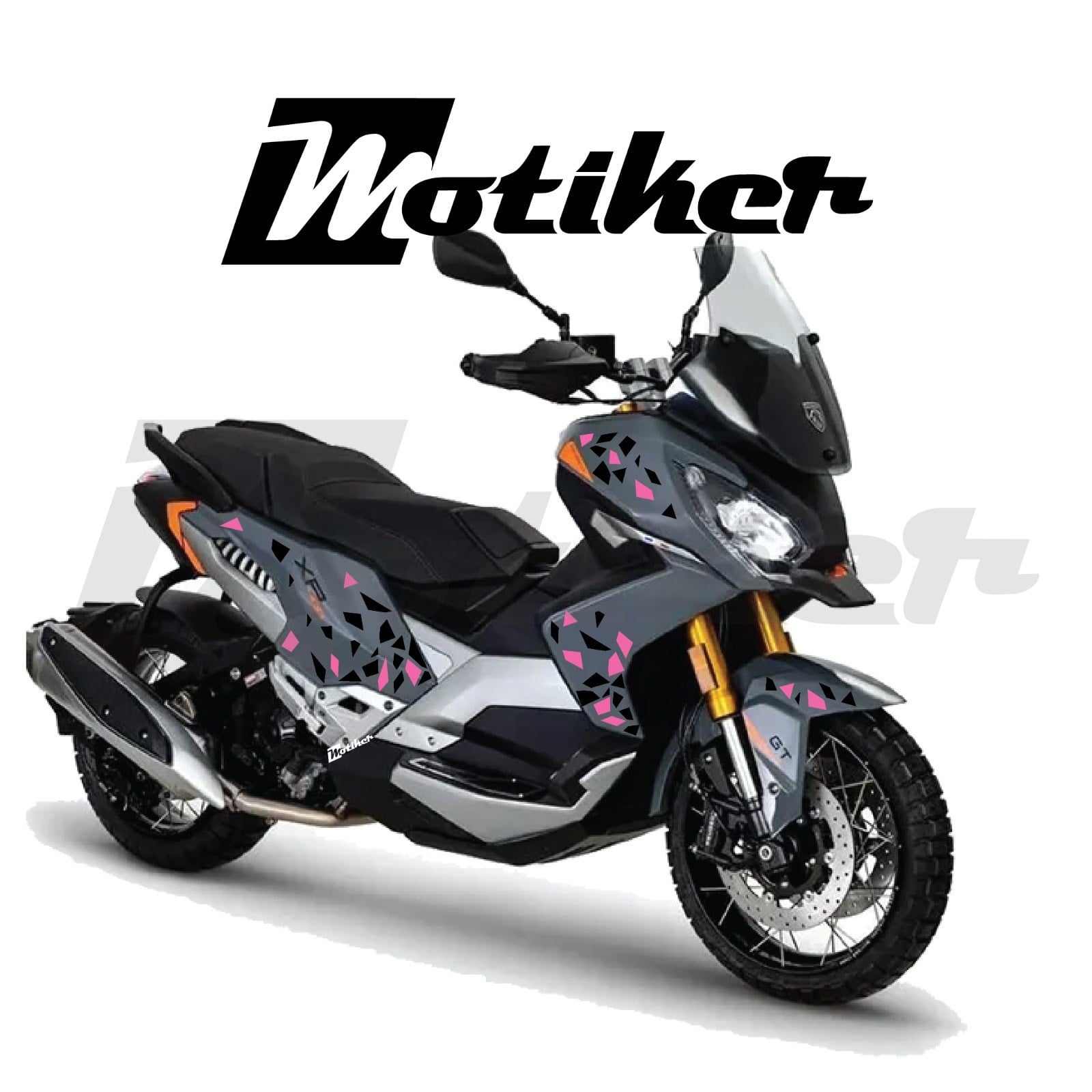 Peugeot XP 400 Üçken Desen Çift Renk Tasarım Sticker Etiket Modeli