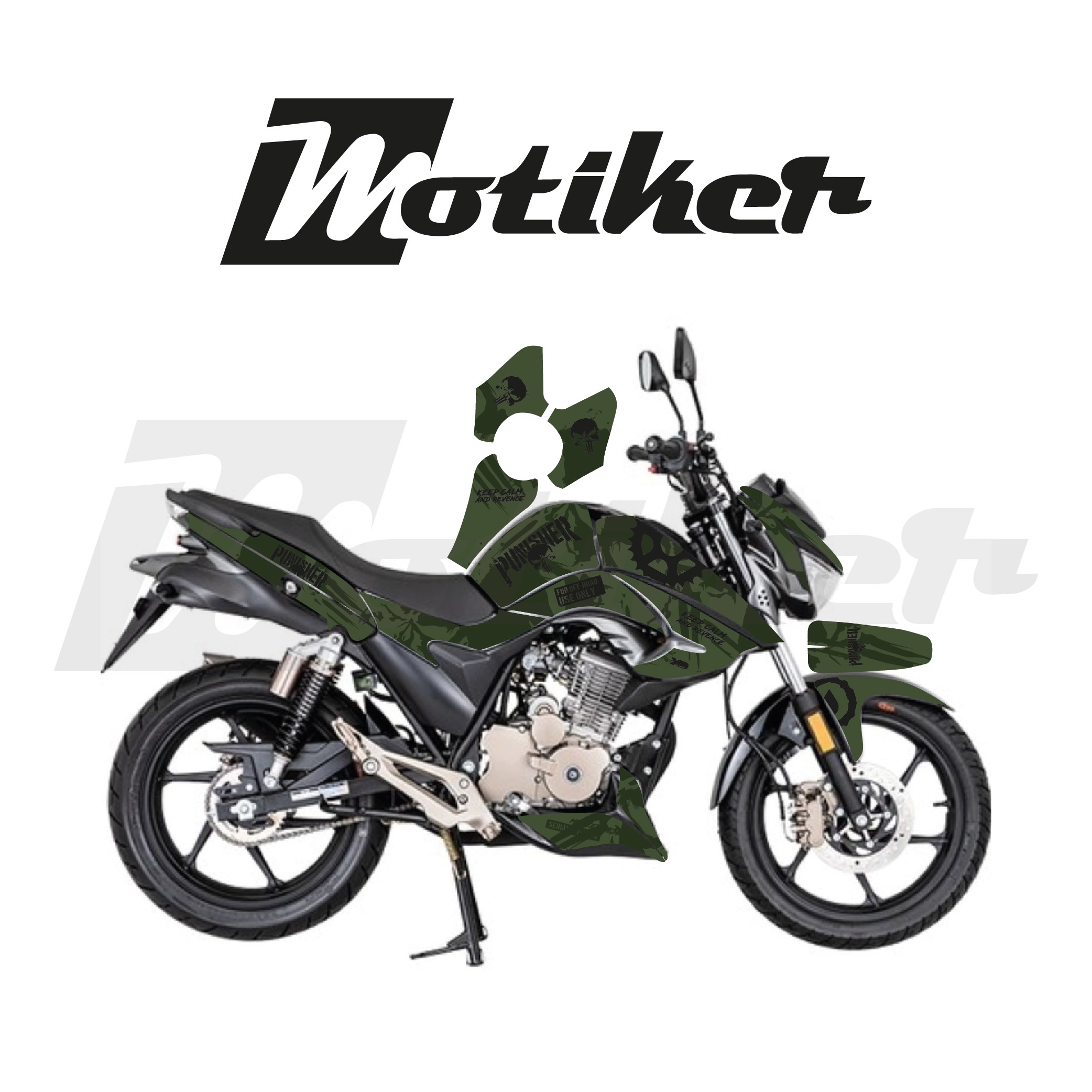 Mondial Drift L Punisher Tasarımı Parçalı Kaplama Sticker Etiket Modeli