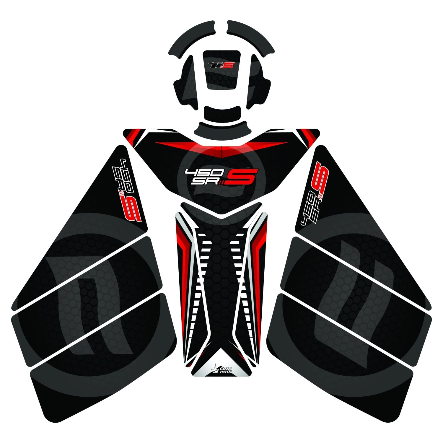 Grippatch CF Moto 450 SR (2023-2024) Uyumlu 17 Parça Renkli Tank Pad Seti GC16-R1