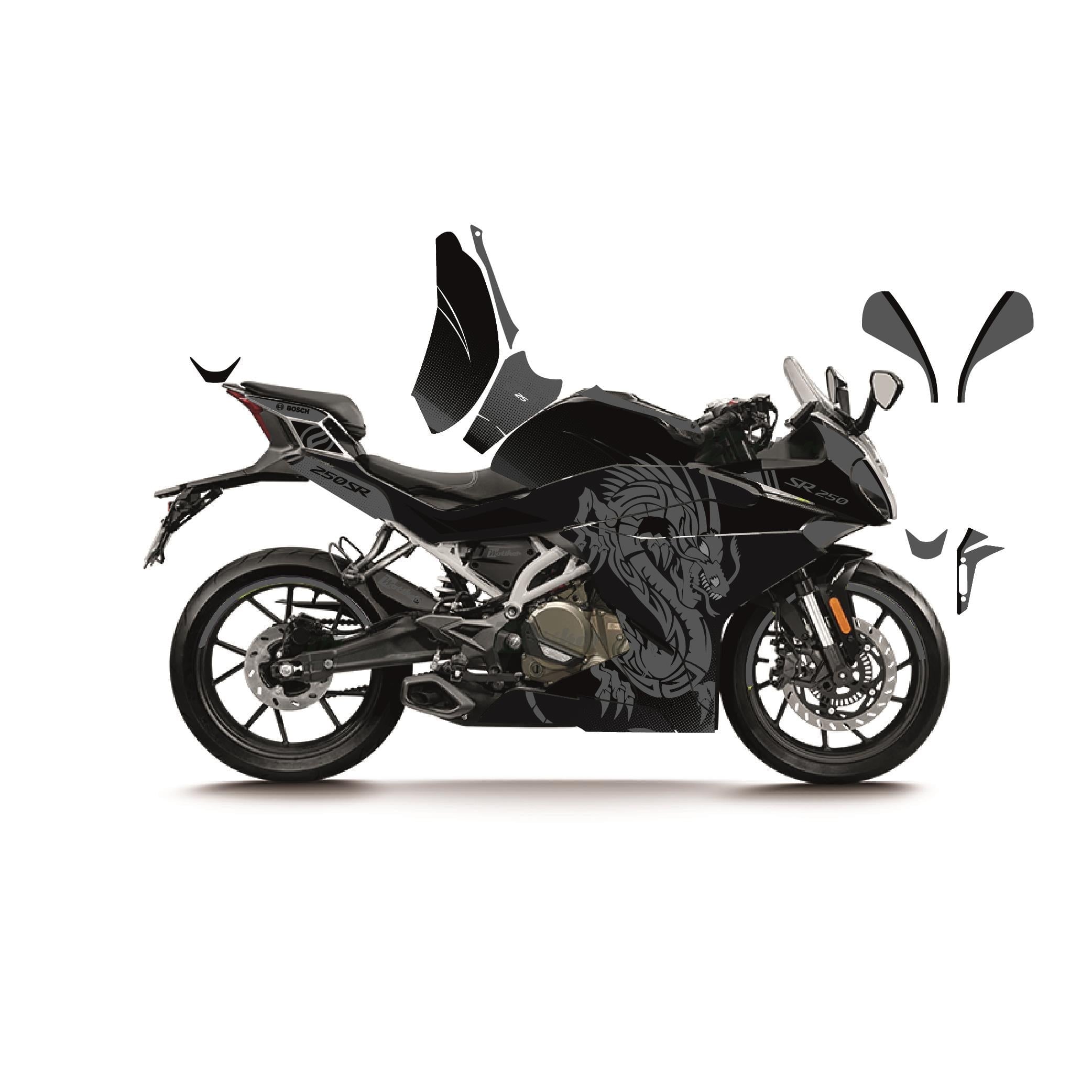 CFMOTO 250SR  DRAGON MODEL PARÇALI MOTOSIKLET KAPLAMA STICKER ETIKET MODELI 