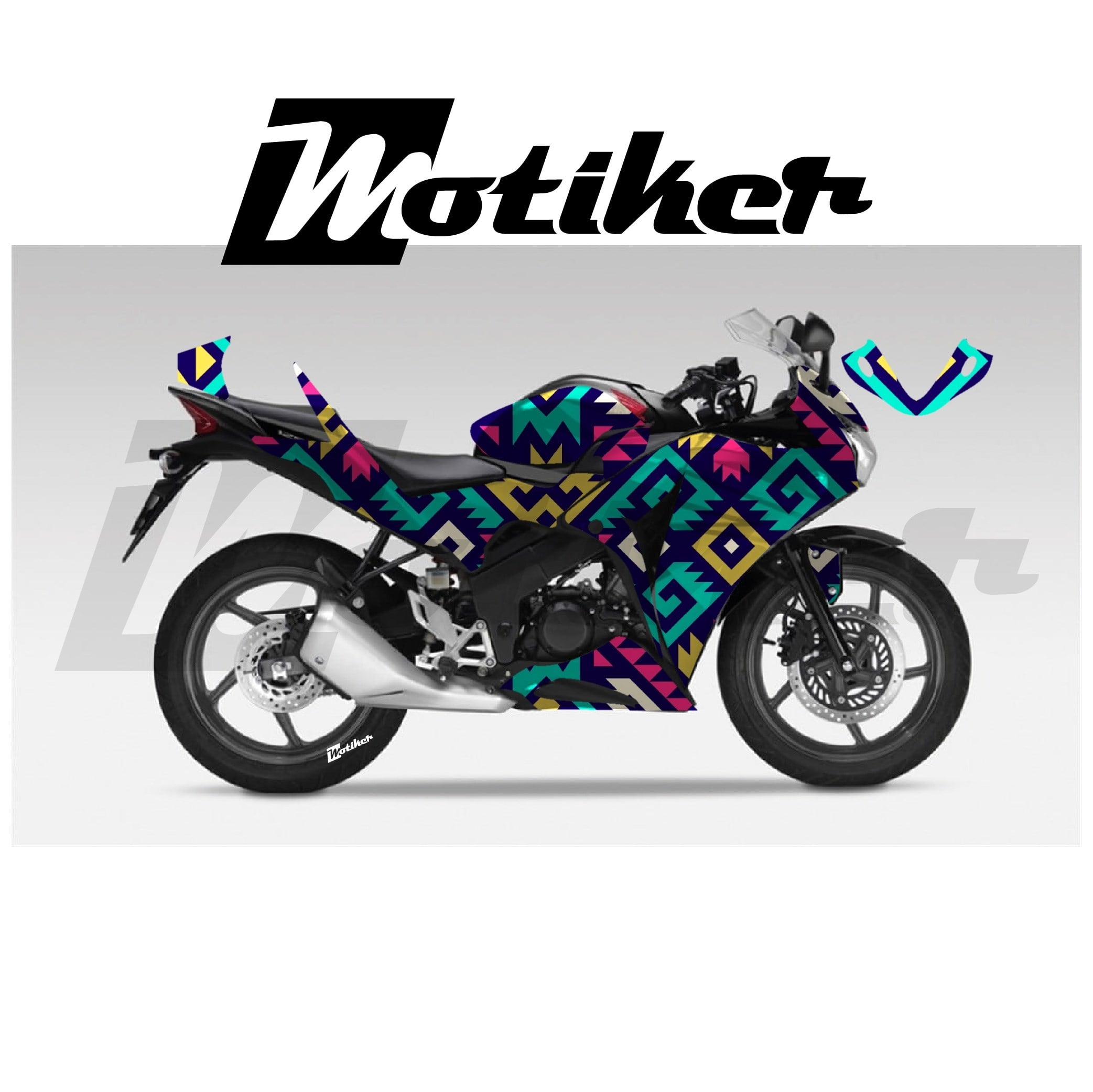 Honda CBR 125R Parçalı Kaplama Sticker Etiket Modeli Etnik Motif Desen 9 (MTK9370)