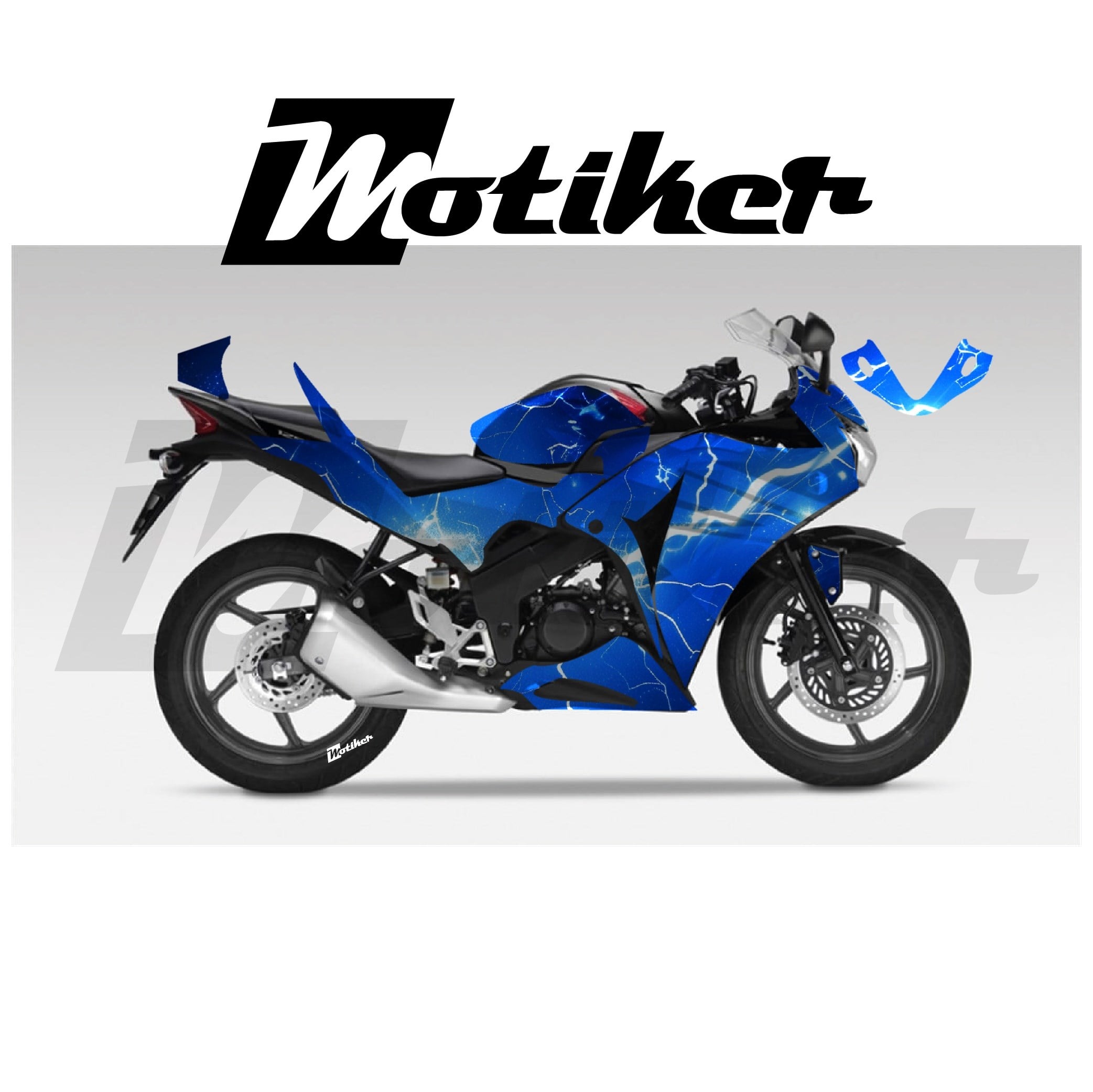 Honda CBR 125R Parçalı Kaplama Sticker Etiket Modeli Yıldırım Desen 2 (MTK9363)