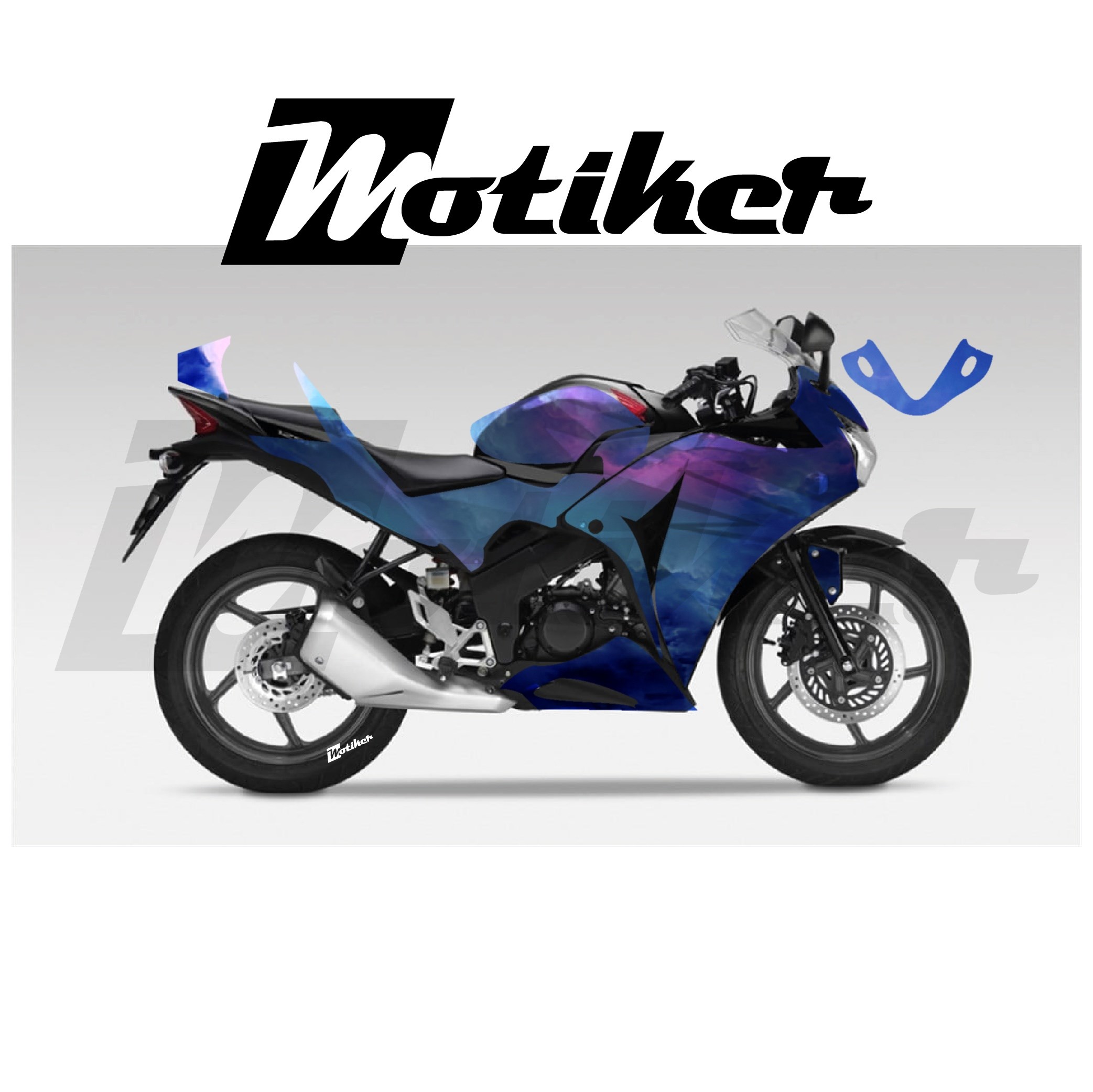 Honda CBR 125R Parçalı Kaplama Sticker Etiket Modeli Bulutsu Desen 13 (MTK9374)