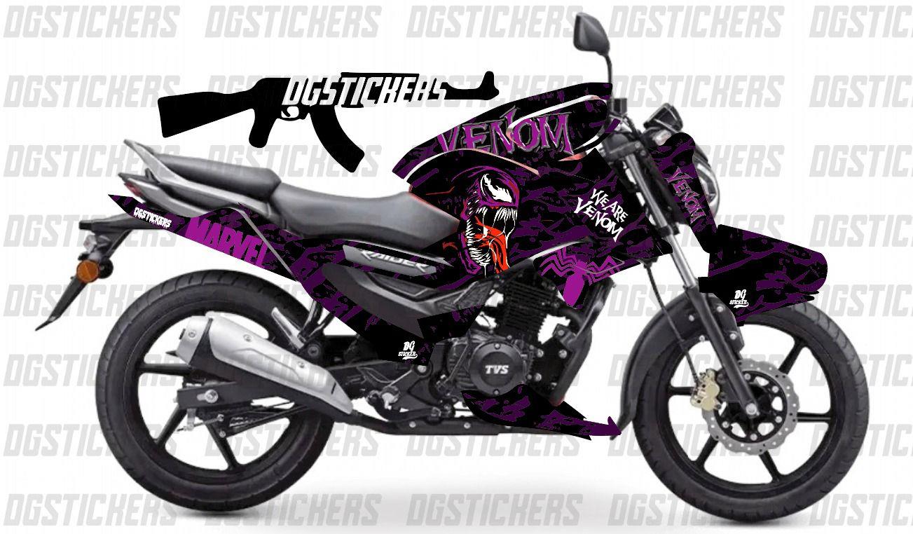 TVS Raider 125 Venom Mor Tasarım Sticker Etiket Modeli