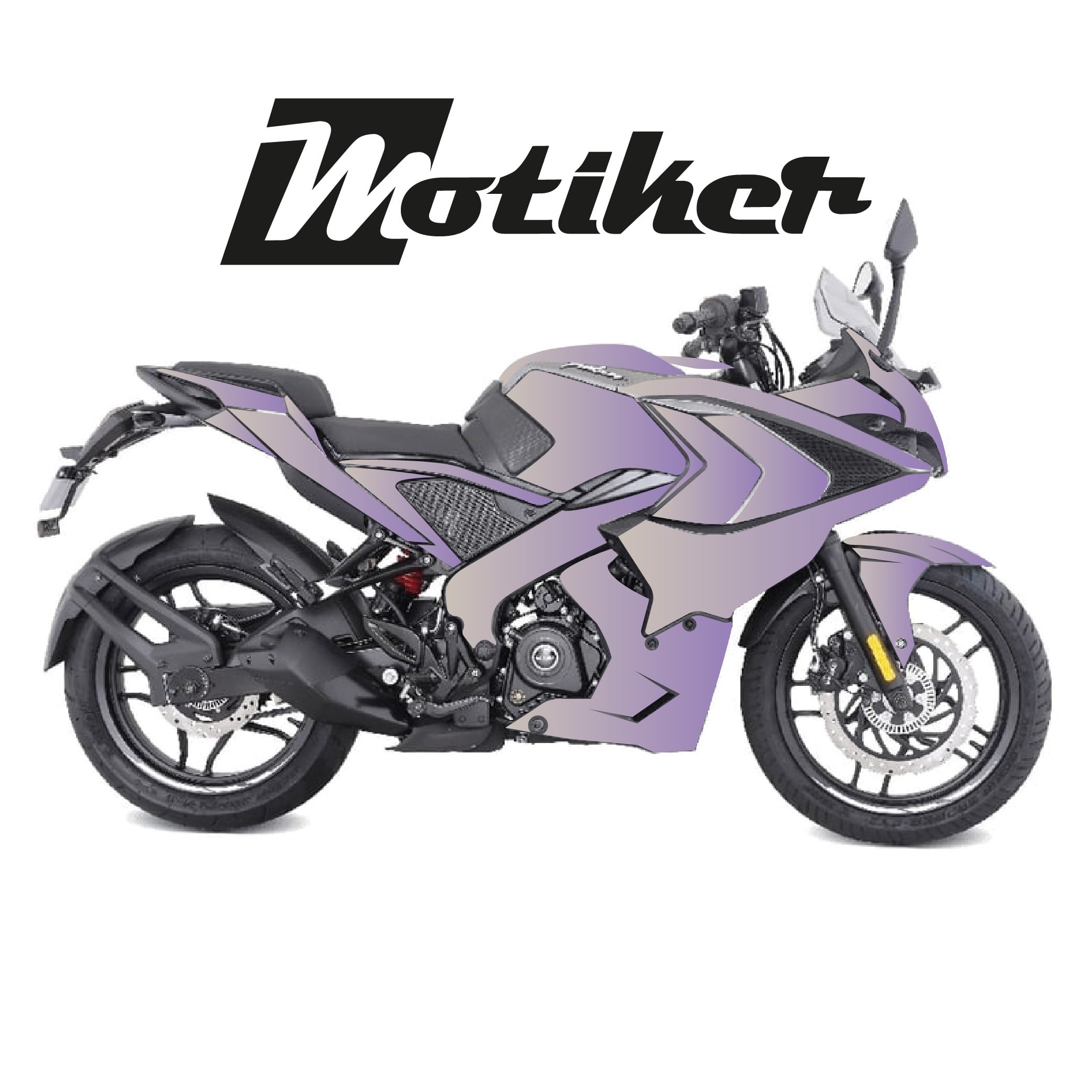 Bajaj Pulsar RS200 Parlak Mor Parçalı Kaplama Tasarımı Sticker Etiket Modeli