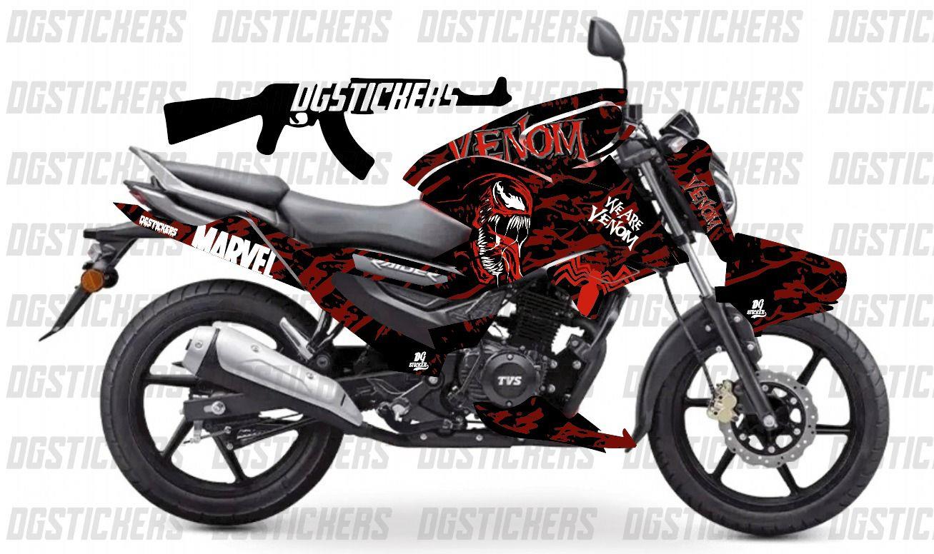 TVS Raider 125 Venom Kırmızı Tasarım Sticker Etiket Modeli