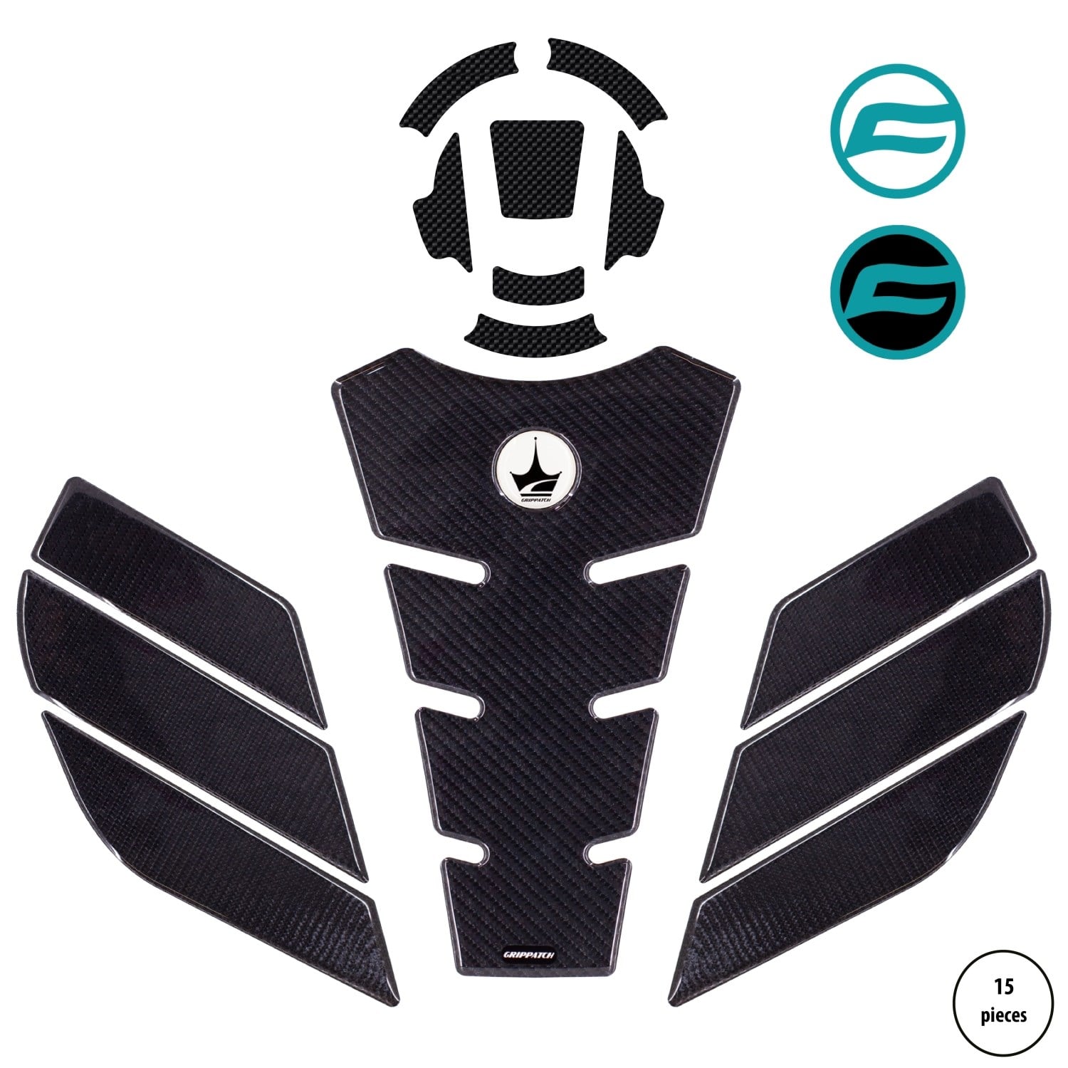 Grippatch CF Moto 250SR (2023-2024) Uyumlu Kaydırmaz 15Parça 6D Karbon Tank Pad Seti GC15