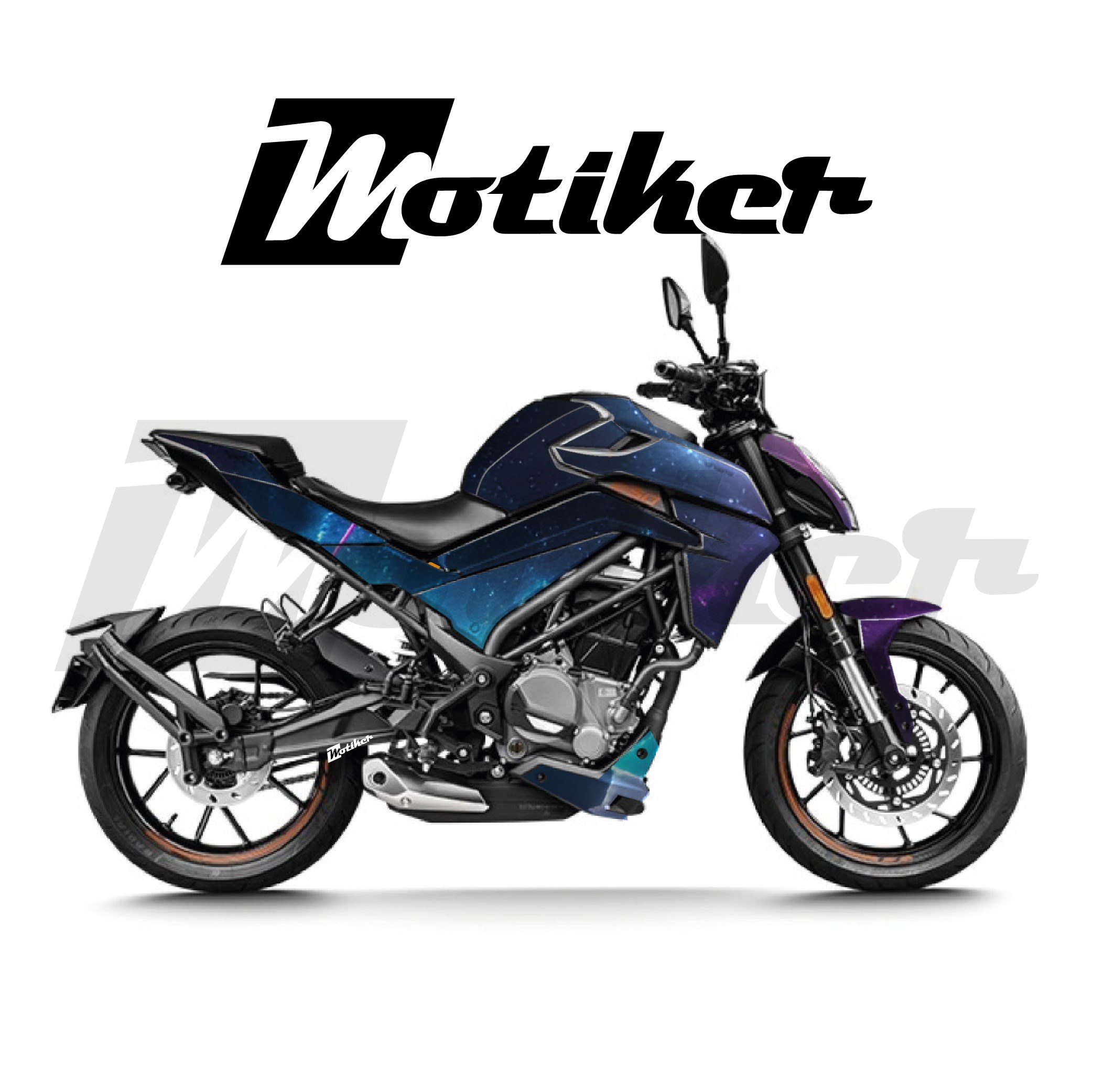 CFMOTO 250NK Parçalı Kaplama Sticker Etiket Modeli Renkli Galaksi Desen 19 (MTK9380)
