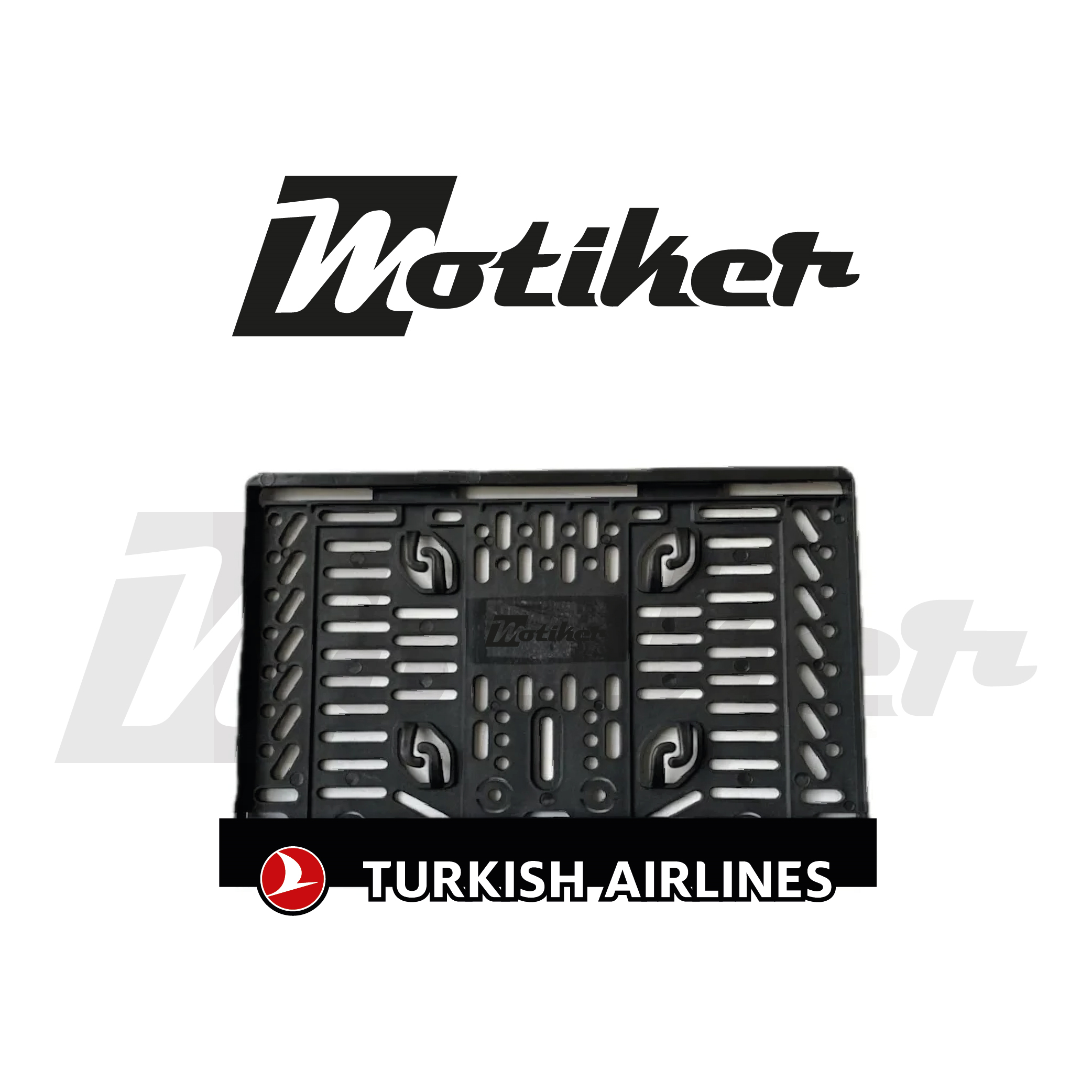 Pleksi Plakalık Siyah Üstüne Beyaz Turkısh Airlines Tasarımlı Motosiklet Plakalık Modeli V2