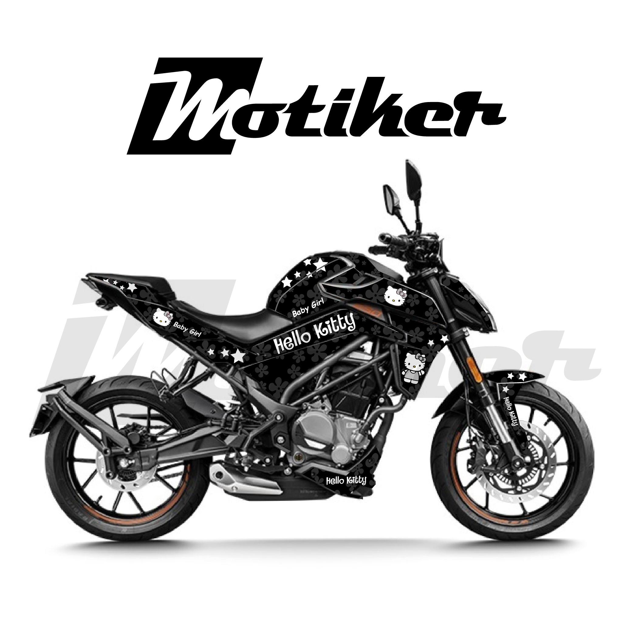 CF MOTO 250NK Hello Kitty Siyah BeyazTasarımı Sticker Etiket Modeli