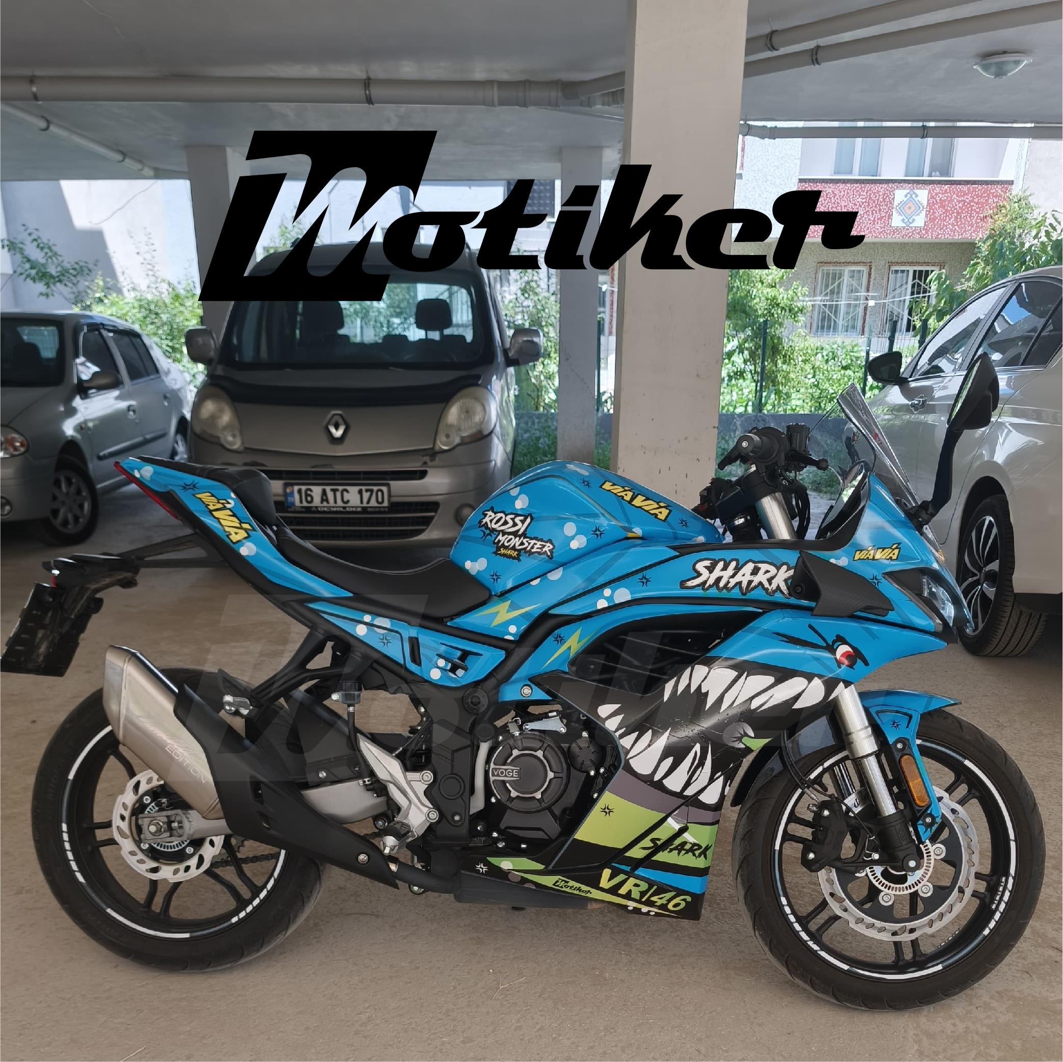 VOGE 250RR Açık Mavi Köpekbalığı Shark Sticker Etiket Kaplama Modeli