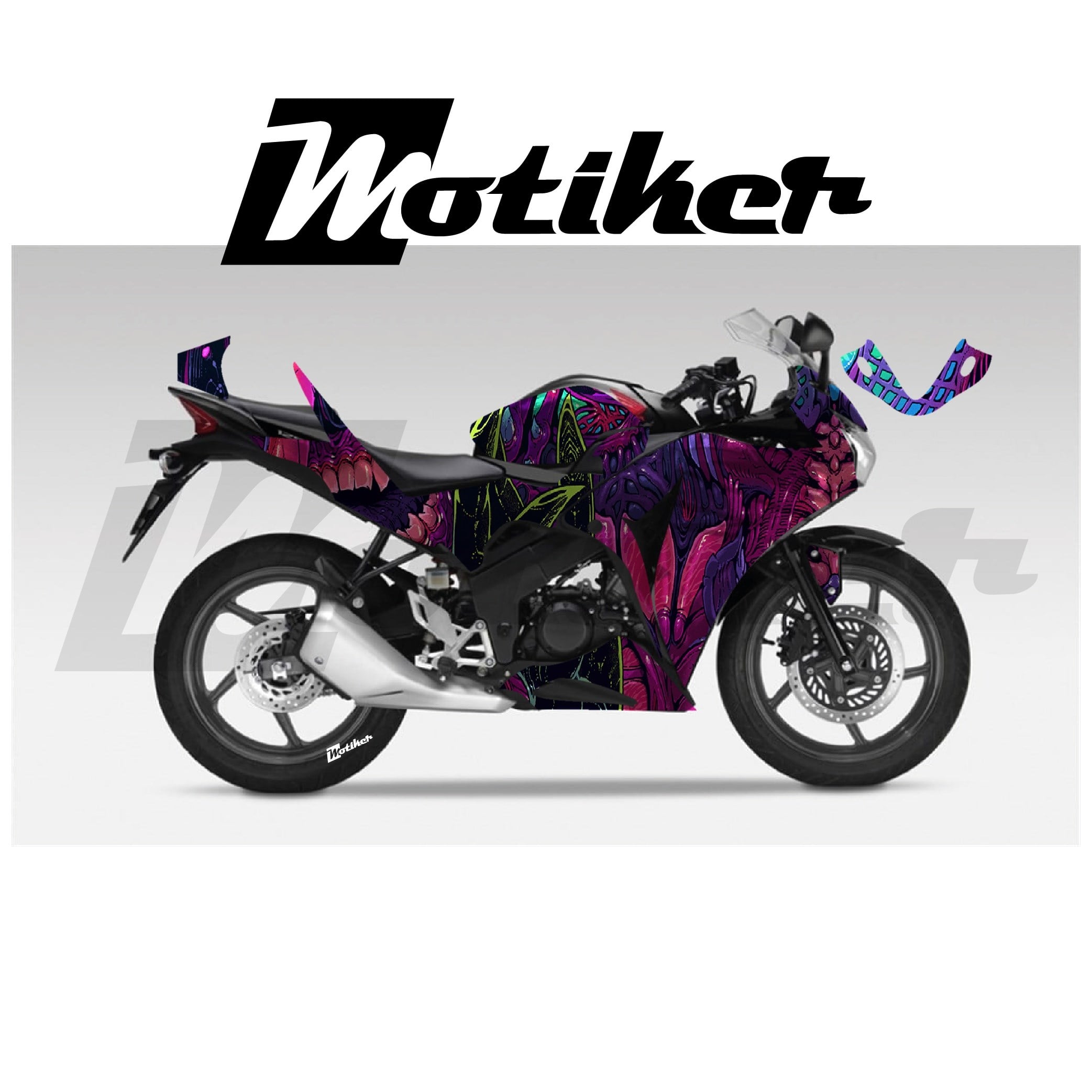 Honda CBR 125R Parçalı Kaplama Sticker Etiket Modeli Yaratık Desen 8 (MTK9369)