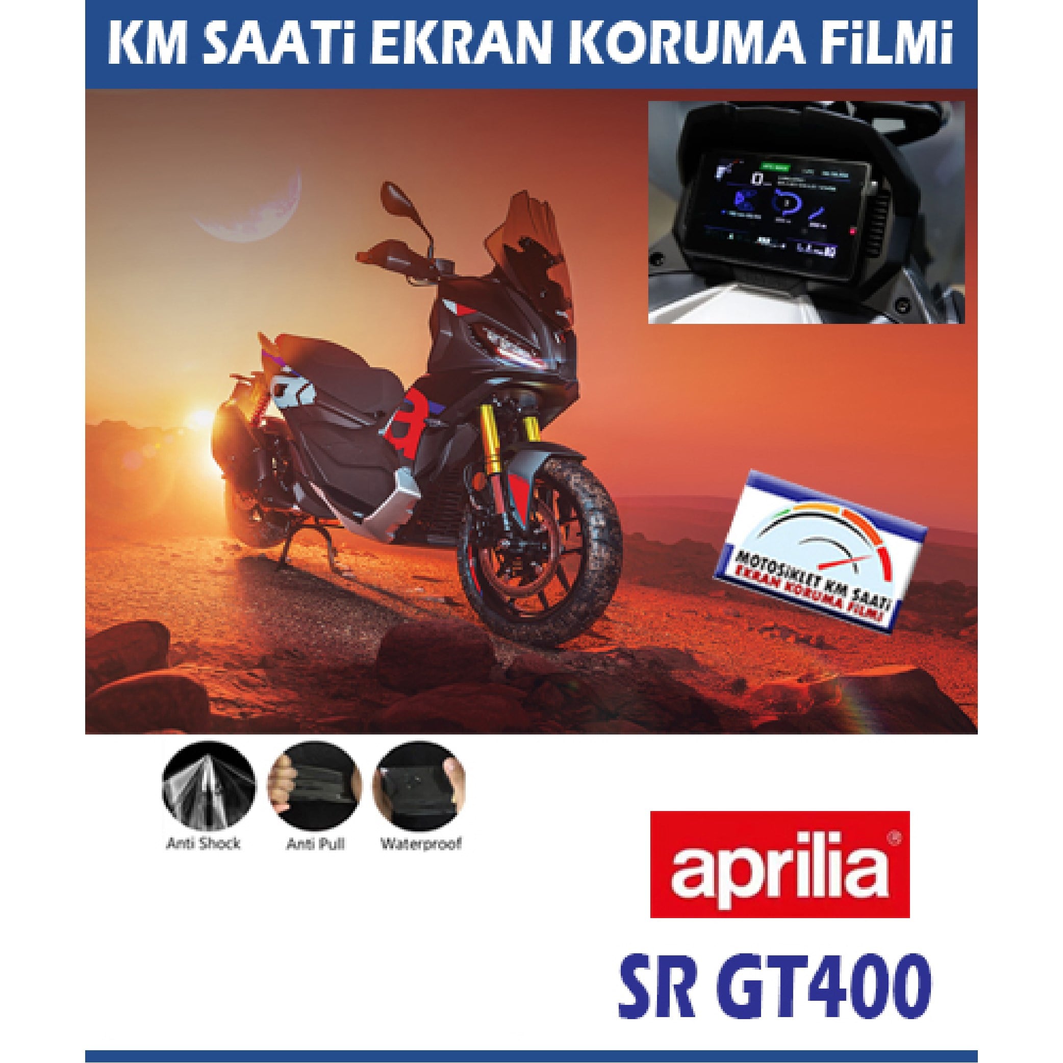 Aprilia SR GT400 Ekran Koruması Sticker Etiket Modeli 
