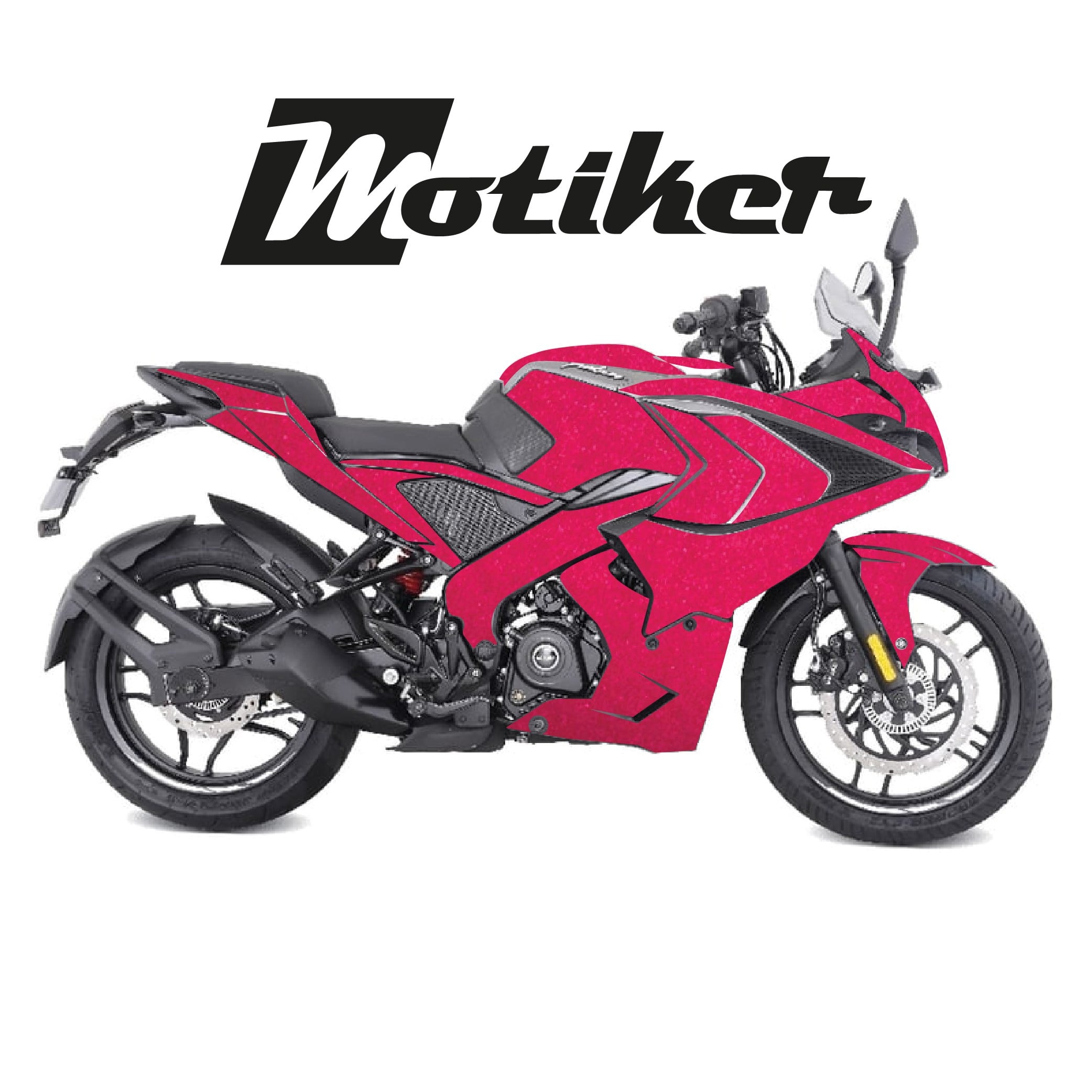 Bajaj Pulsar RS200 Parlak Pembe Parçalı Kaplama Tasarımı Sticker Etiket Modeli