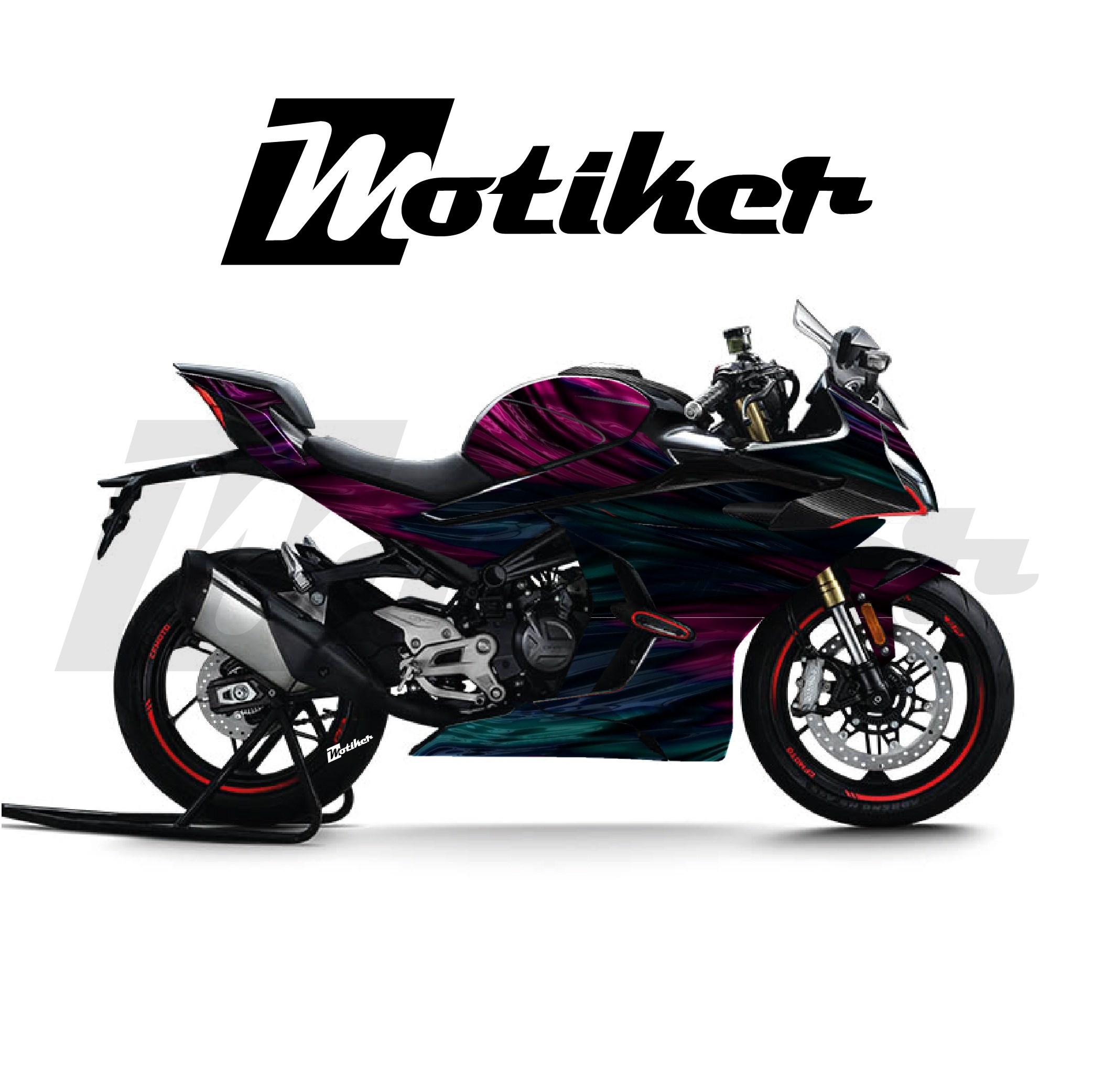 CF MOTO 450SR Parçalı Kaplama Sticker Etiket Modeli Sıvı Metal Desen 14 (MTK9375)