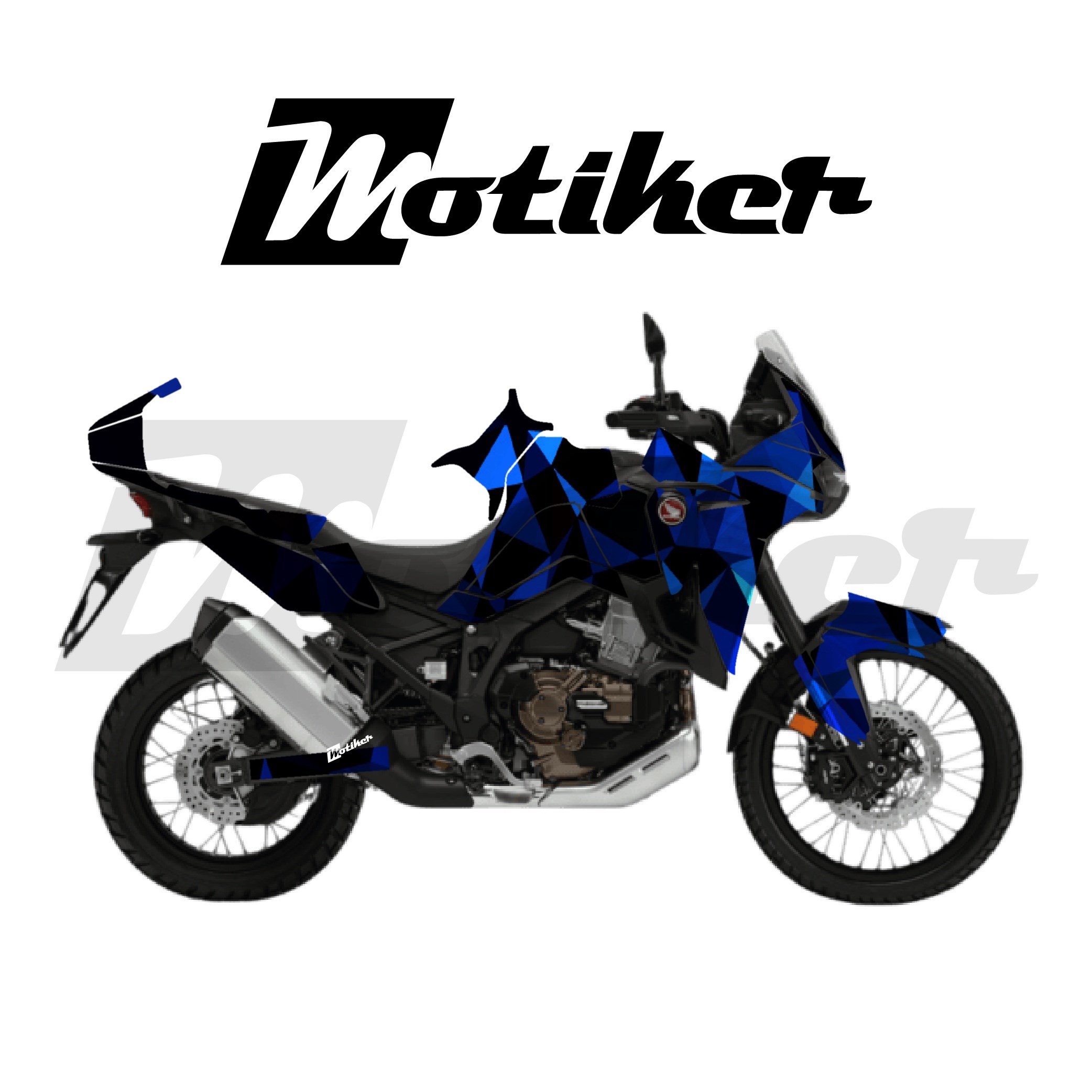 HONDA AFRICA TWIN CRF 1100 L 2020-2023 Parçalı Kaplama Sticker Etiket Modeli Poligon Desen 5 (MTK9366)