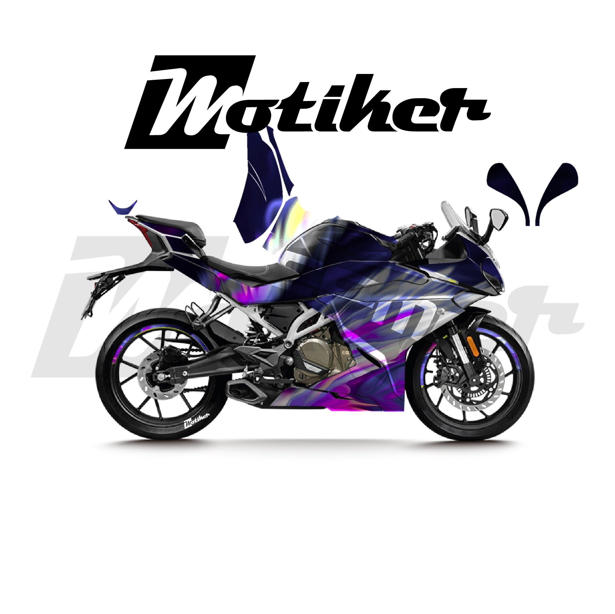 CFMOTO 250SR Parçalı Kaplama Sticker Etiket Modeli Soyut Tüy Desen 12 (MTK9373)