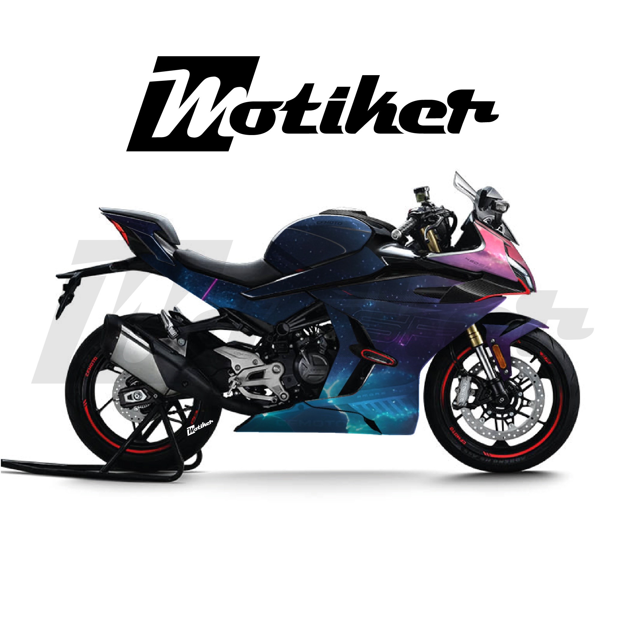 CF MOTO 450SR Parçalı Kaplama Sticker Etiket Modeli Renkli Galaksi Desen 19 (MTK9380)
