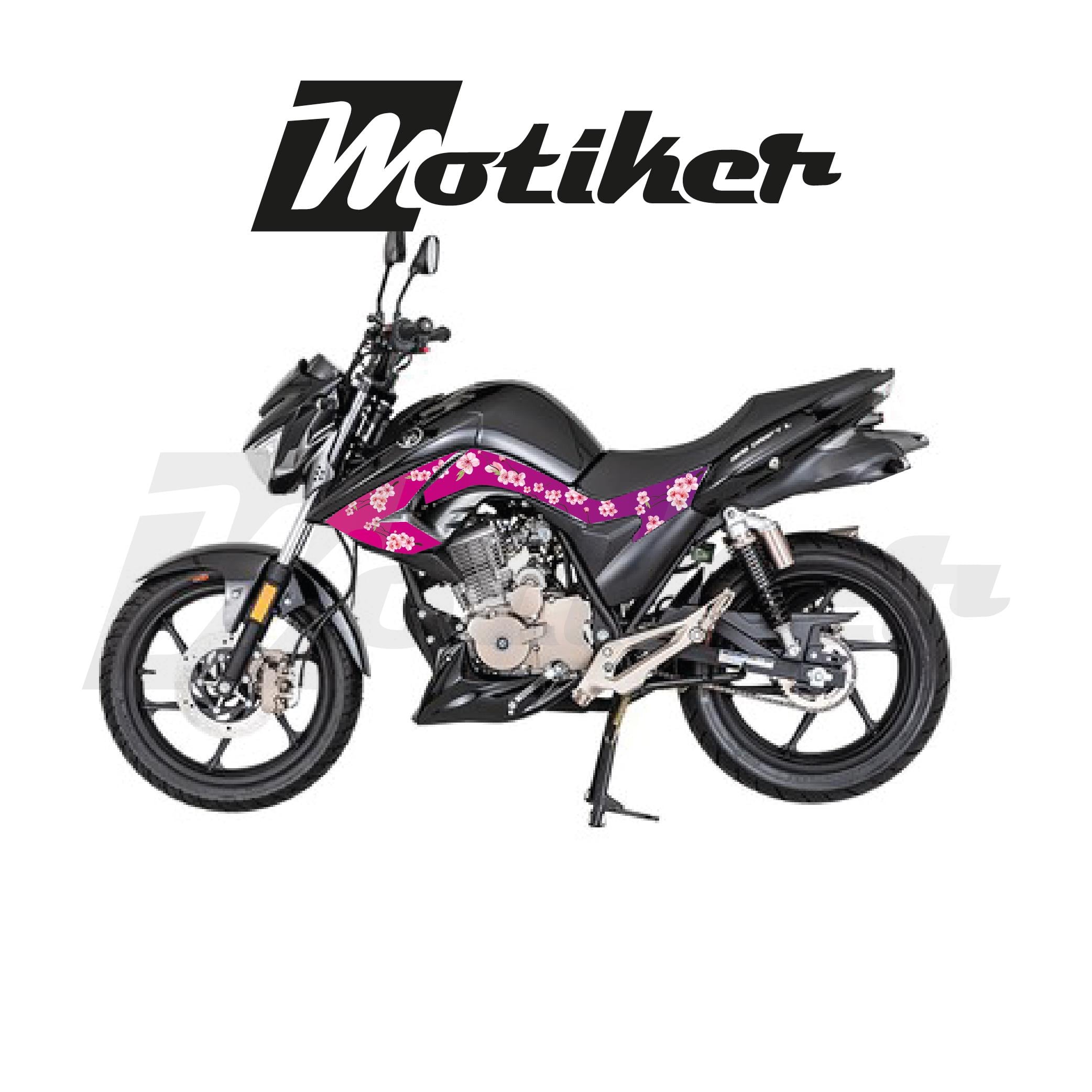 Mondial Drift L Orta Şase ve Ön Grenaj Pembe Zemin Üzerine Beyaz Sakura Çiçeği Sticker Etiket Kaplama Modeli