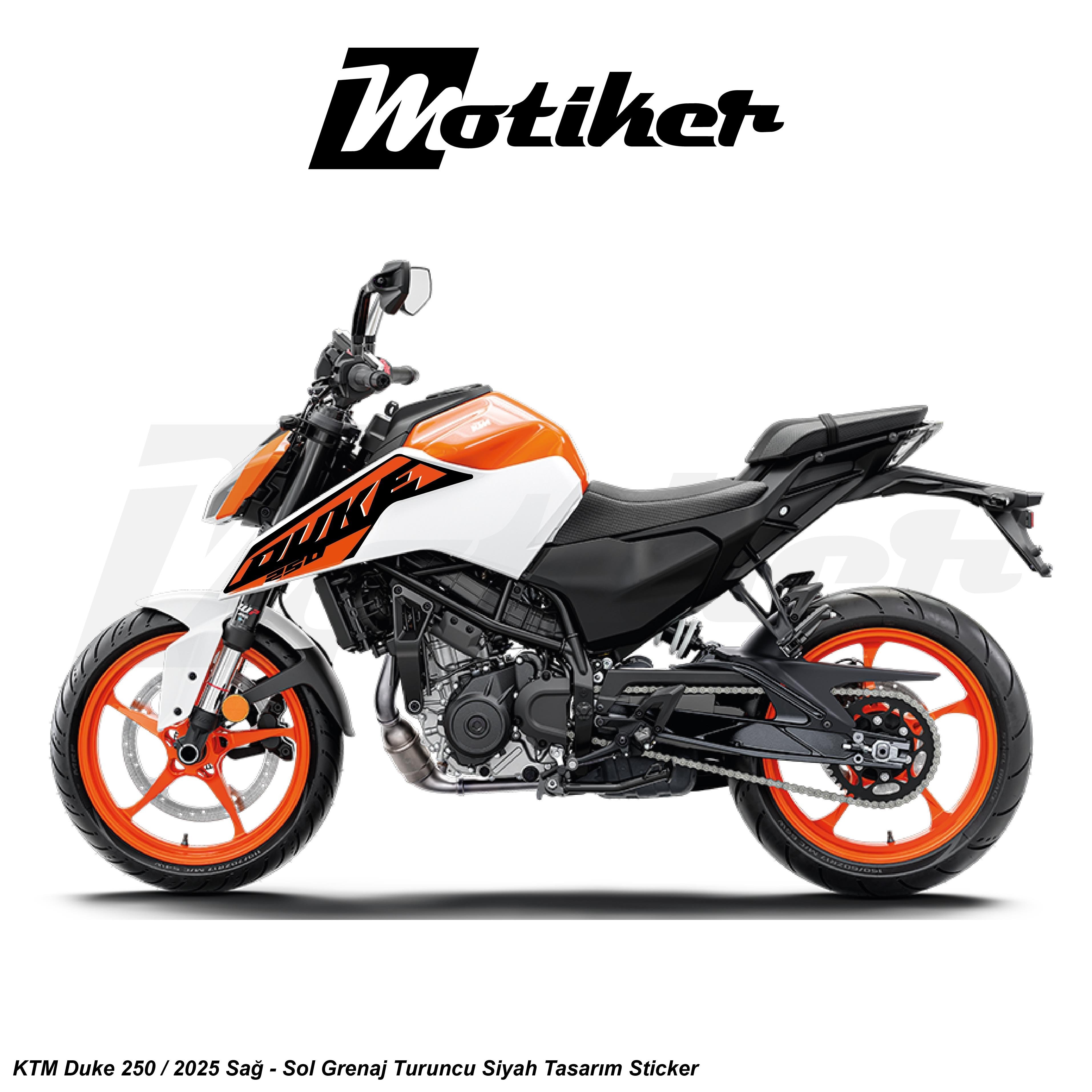 KTM Duke 250 2025 Siyah Sticker Etiket Tasarım Modeli Sağ Sol Takım Sticker