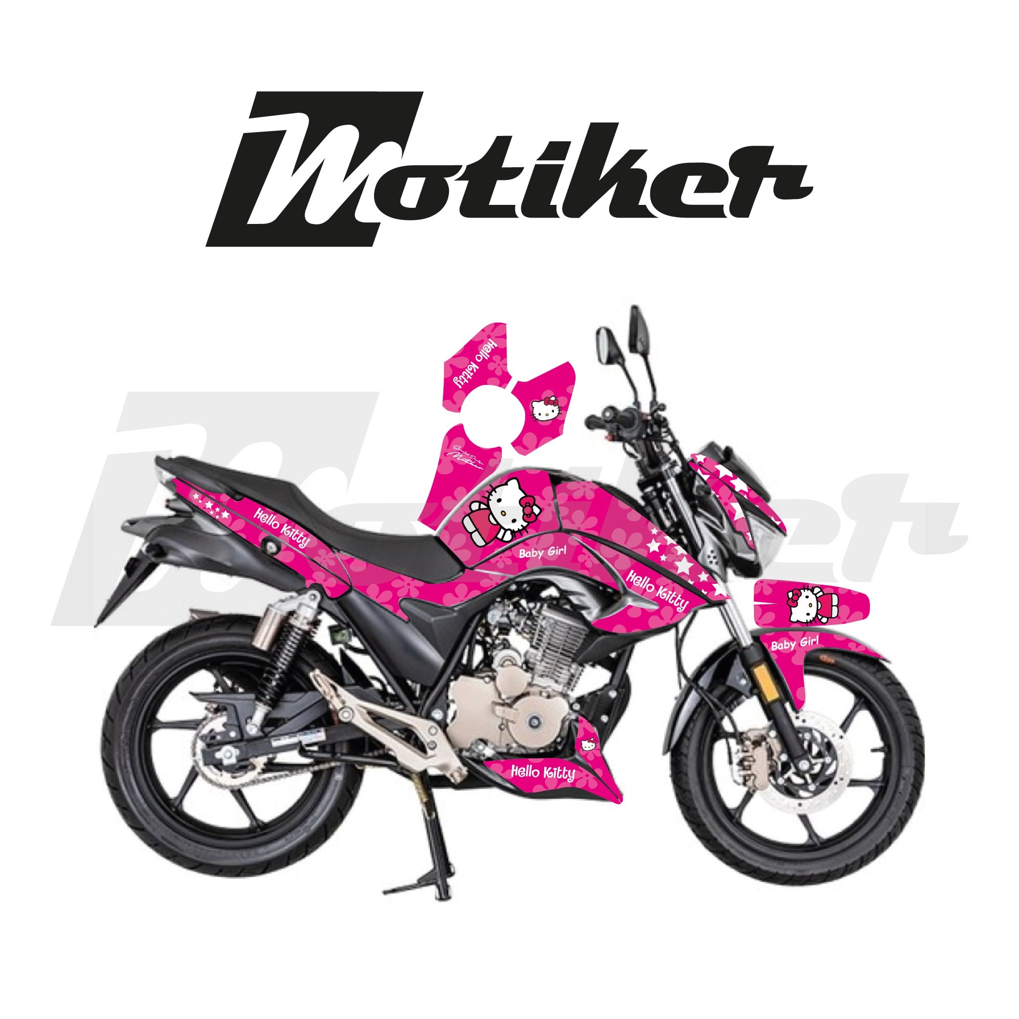 Mondial Drift L Hello Kitty Tasarımı Parçalı Kaplama Sticker Etiket Modeli