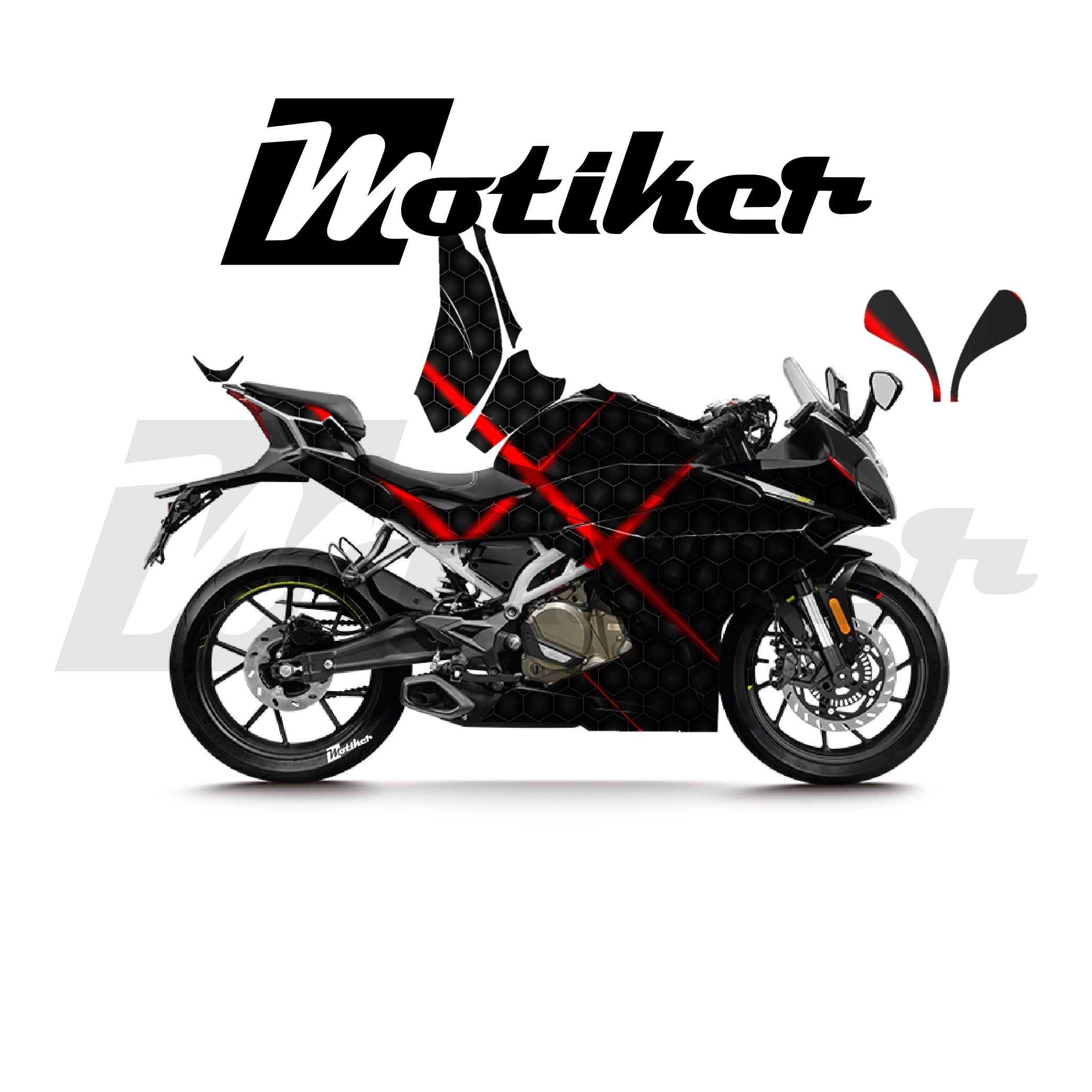 CFMOTO 250SR Parçalı Kaplama Sticker Etiket Modeli Karbon Lazer Desen 17 (MTK9378)