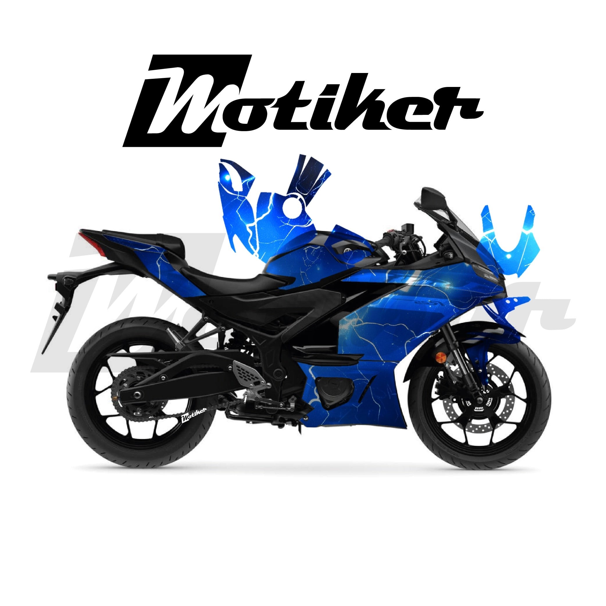 Yamaha YZF R25 Parçalı Kaplama Sticker Etiket Modeli Yıldırım Desen 2 (MTK9363)