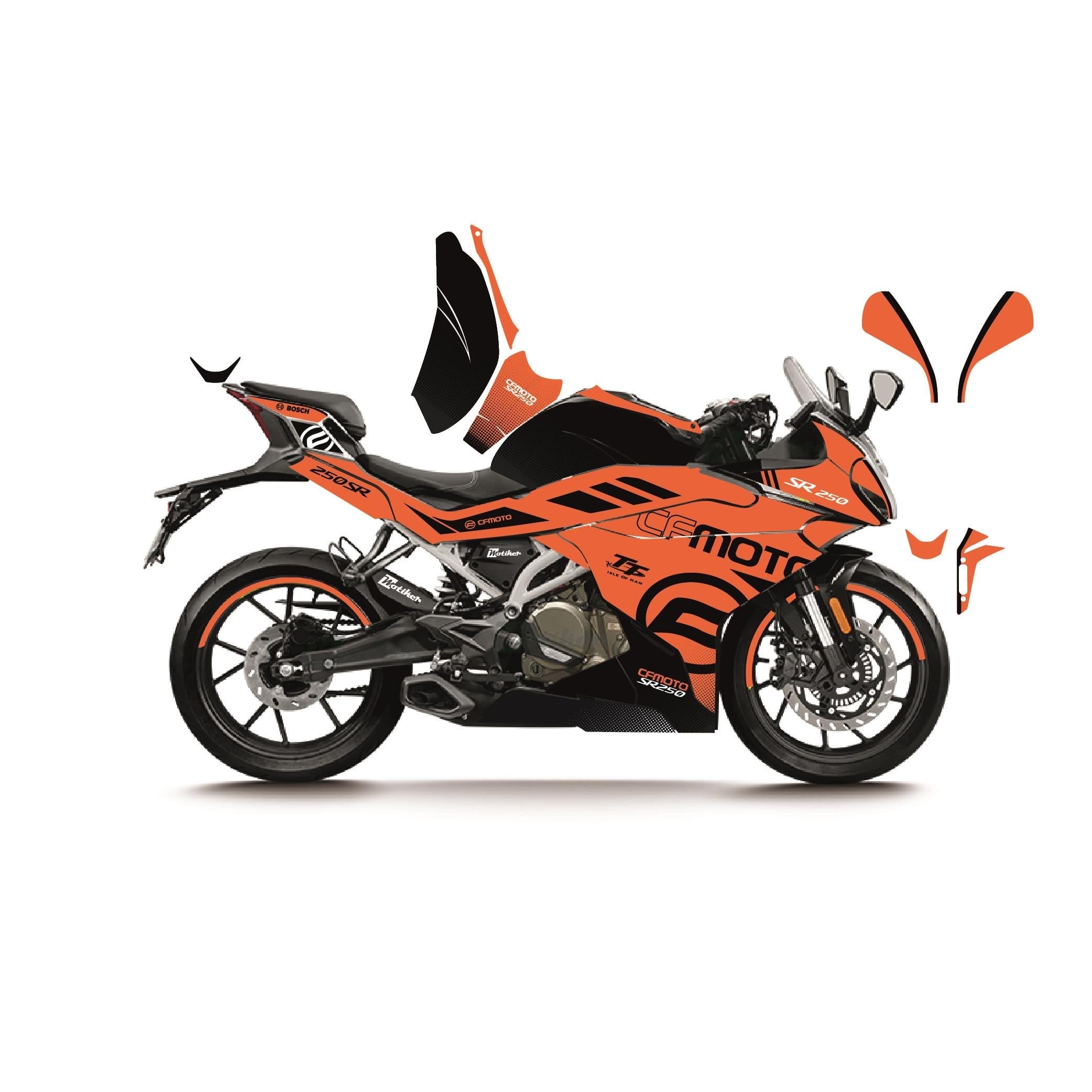 CFMOTO 250SR RACING MODEL PARÇALI MOTOSIKLET KAPLAMA STICKER ETIKET MODELI 