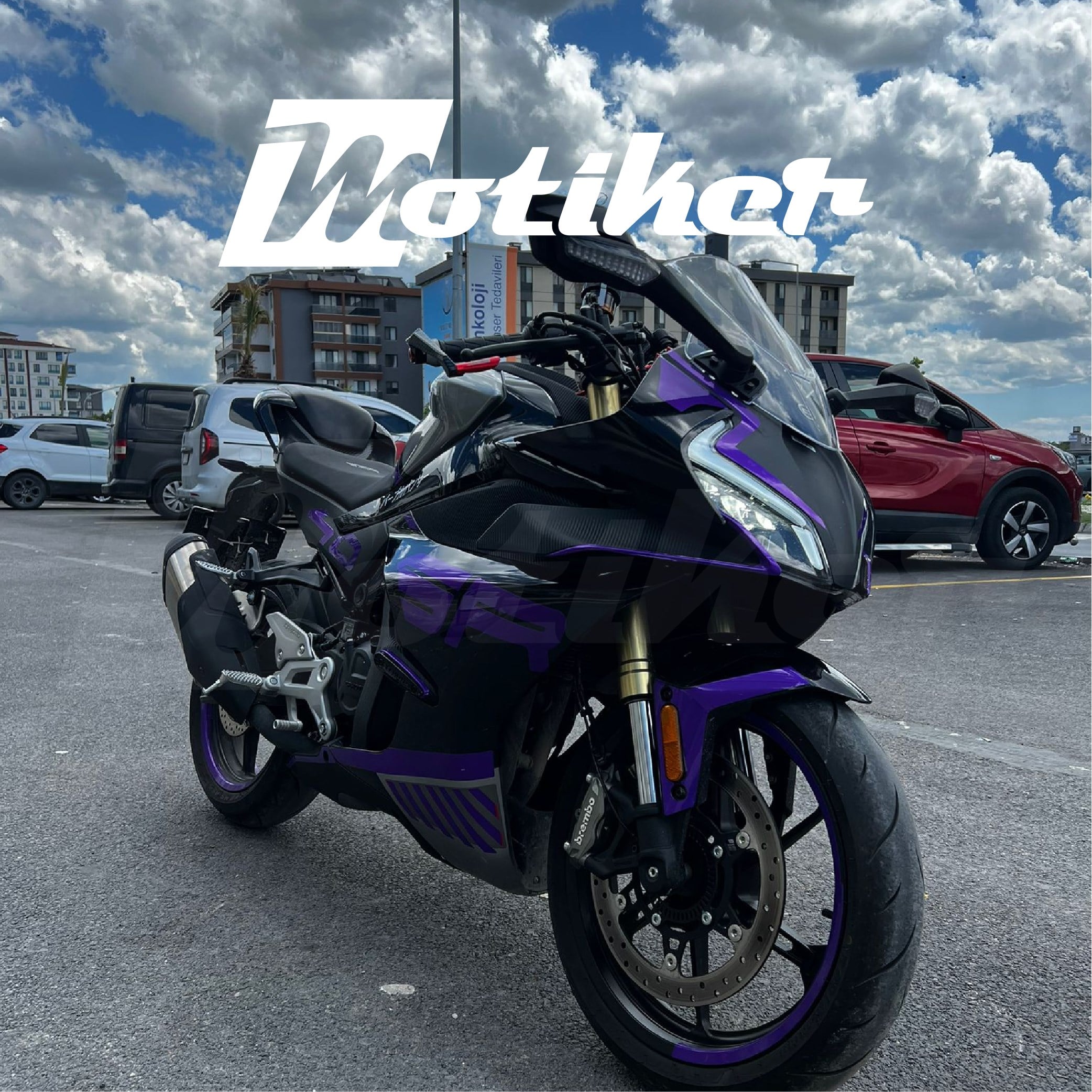 CF MOTO 450SR Orjinal Tasarım  Mor Detay Görünüm Cast Folyo Sticker etiket Modeli