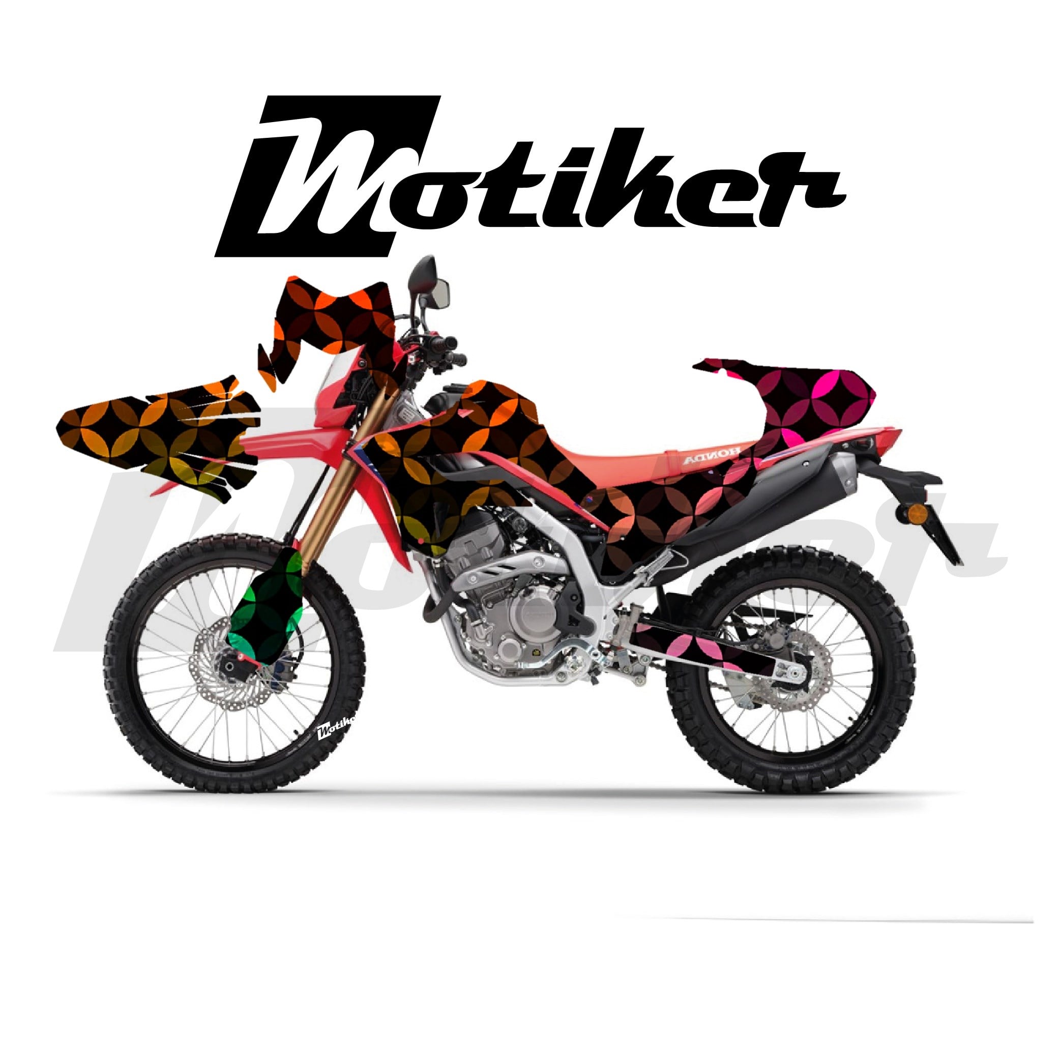 Honda CRF250L Parçalı Kaplama Sticker Etiket Modeli Renkli Mozaik Desen 11 (MTK9372)