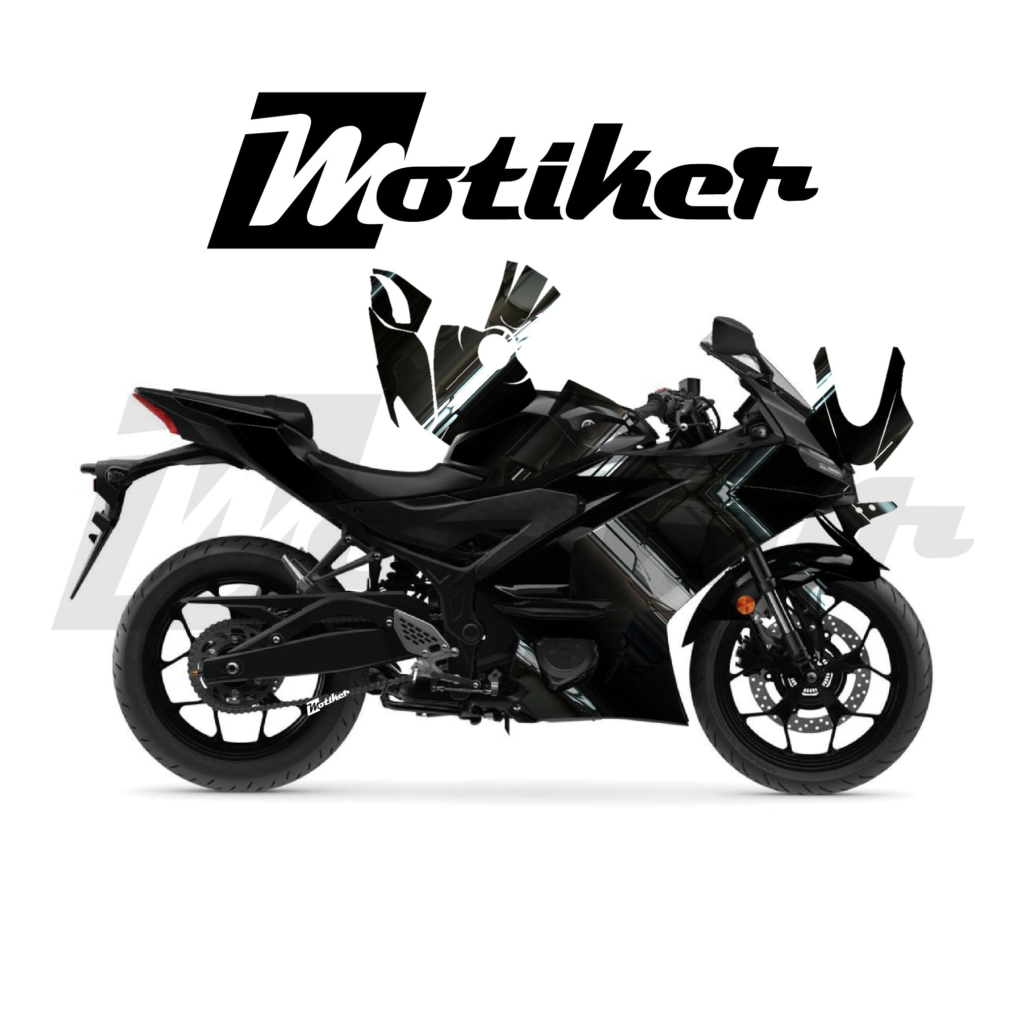 Yamaha YZF R25 Parçalı Kaplama Sticker Etiket Modeli Metalik Ok Desen 10 (MTK9371)