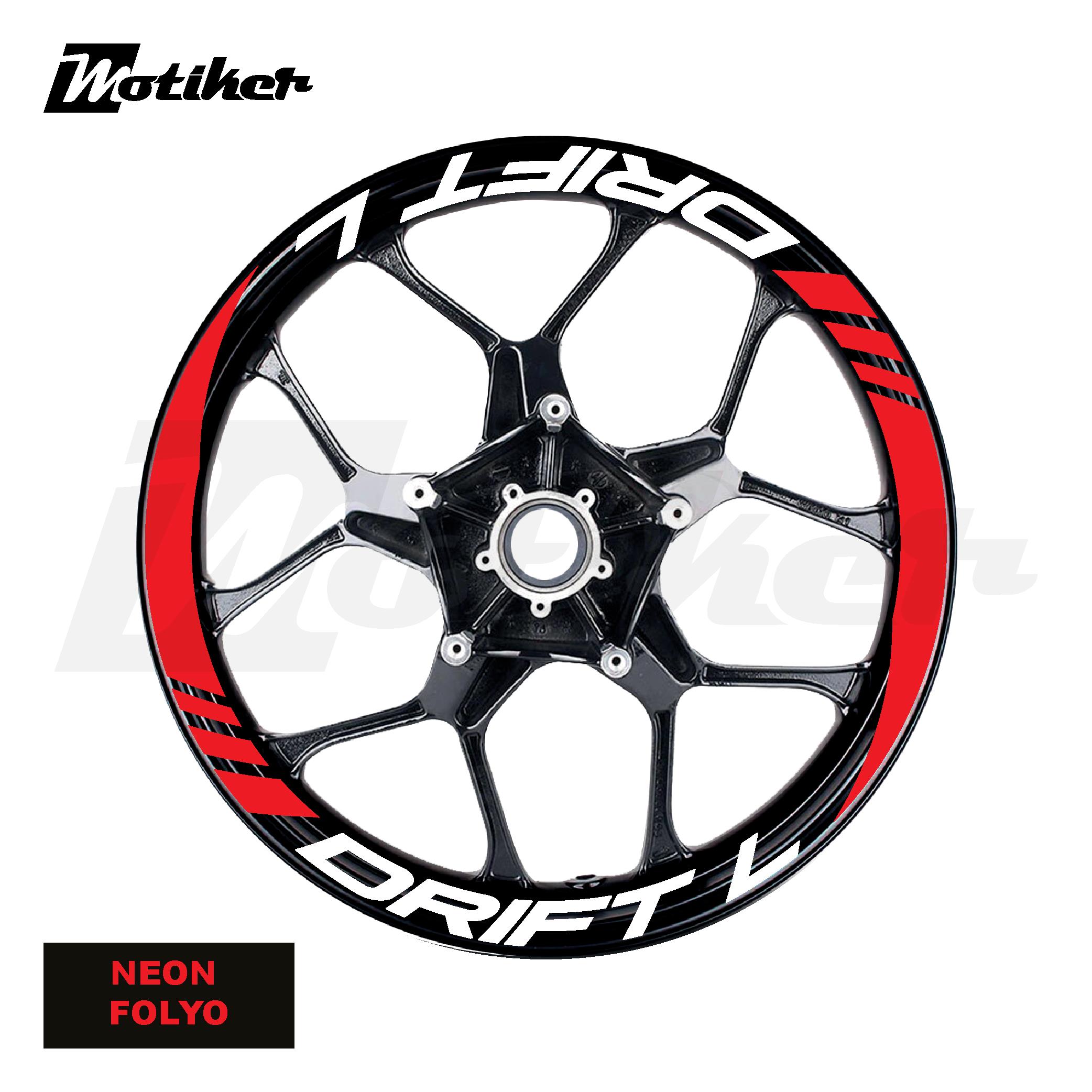 Mondial Drift L Geniş Jant Sticker Modeli 16'lı Neon Turuncu Beyaz