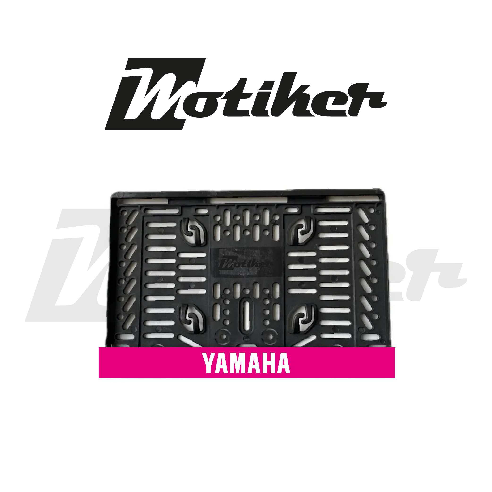 Pleksi Plakalık Pembe Üstüne Beyaz Yamaha Yazılı Tasarımlı Motosiklet Plakalık Modeli